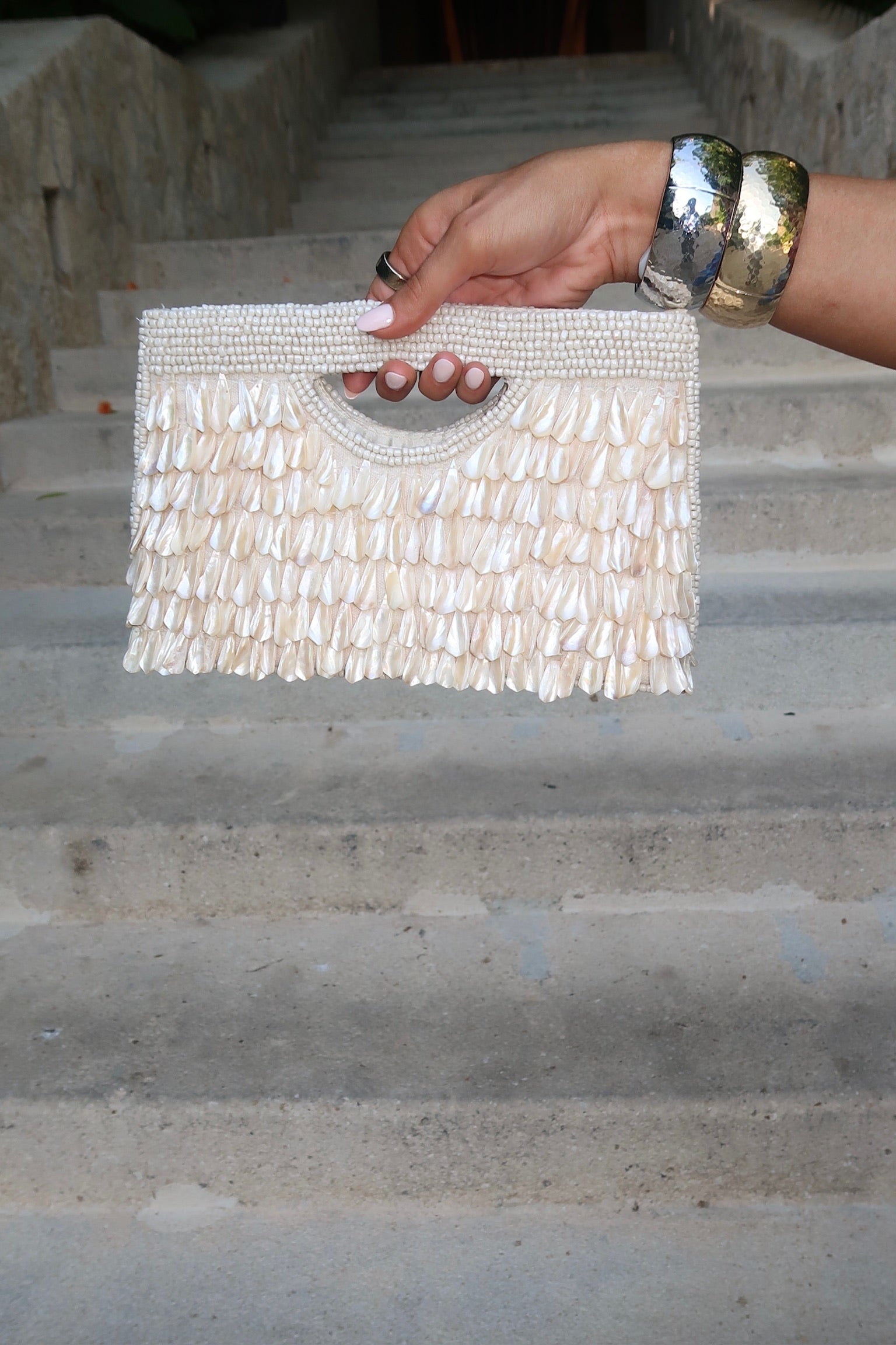 Shell Beaded Handheld Bag