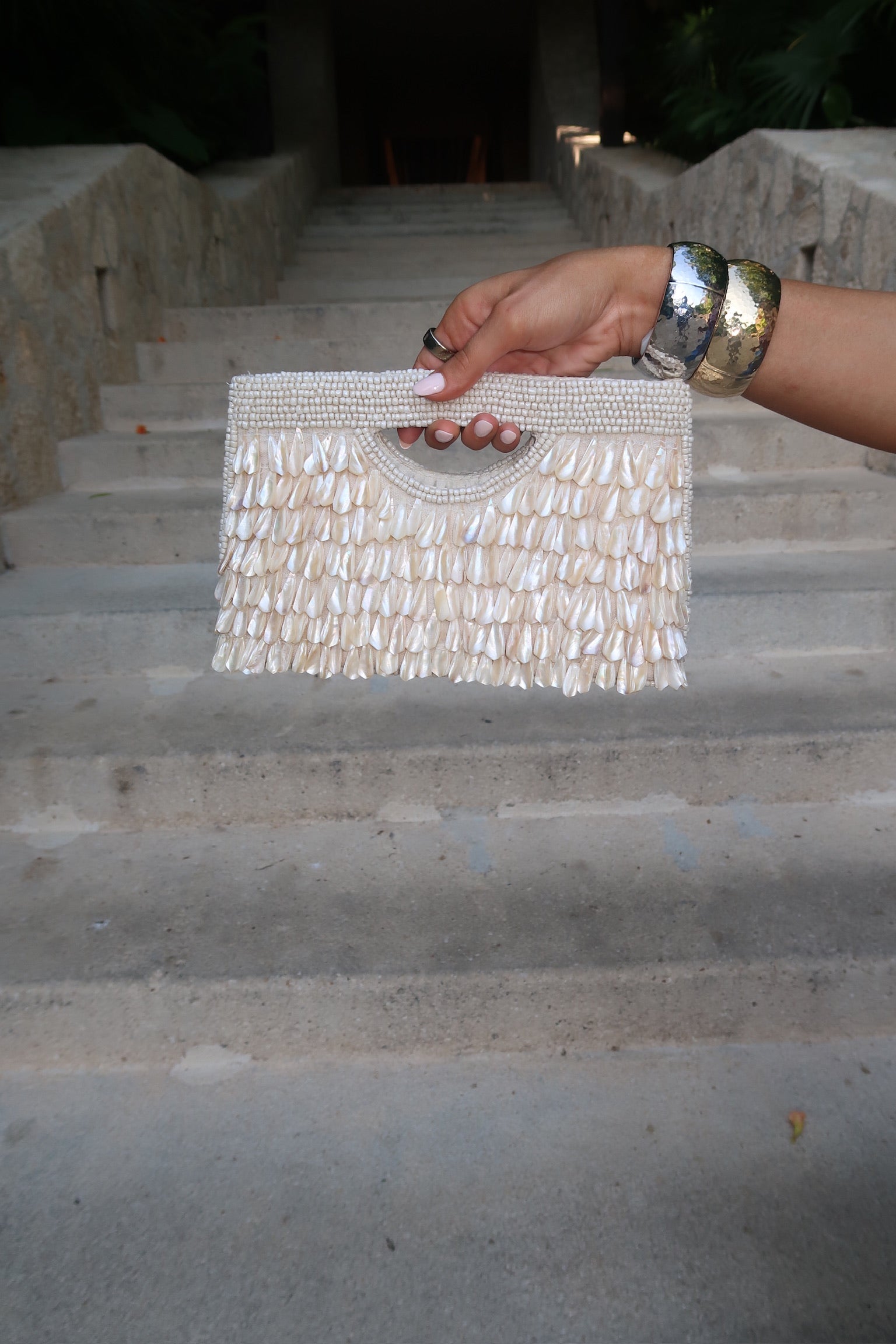 Shell Beaded Handheld Bag