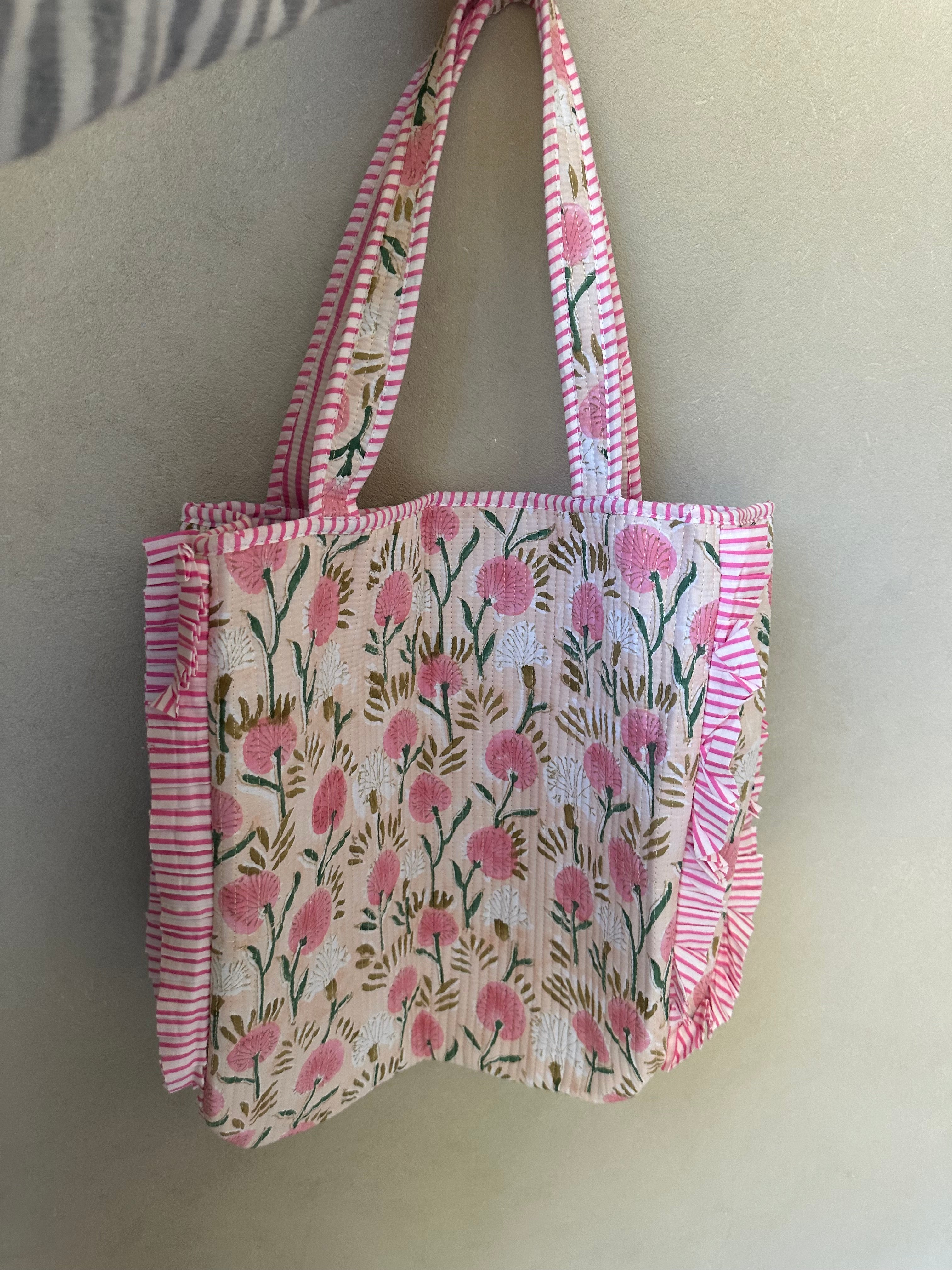 Piper Floral Tote Bag-Beige