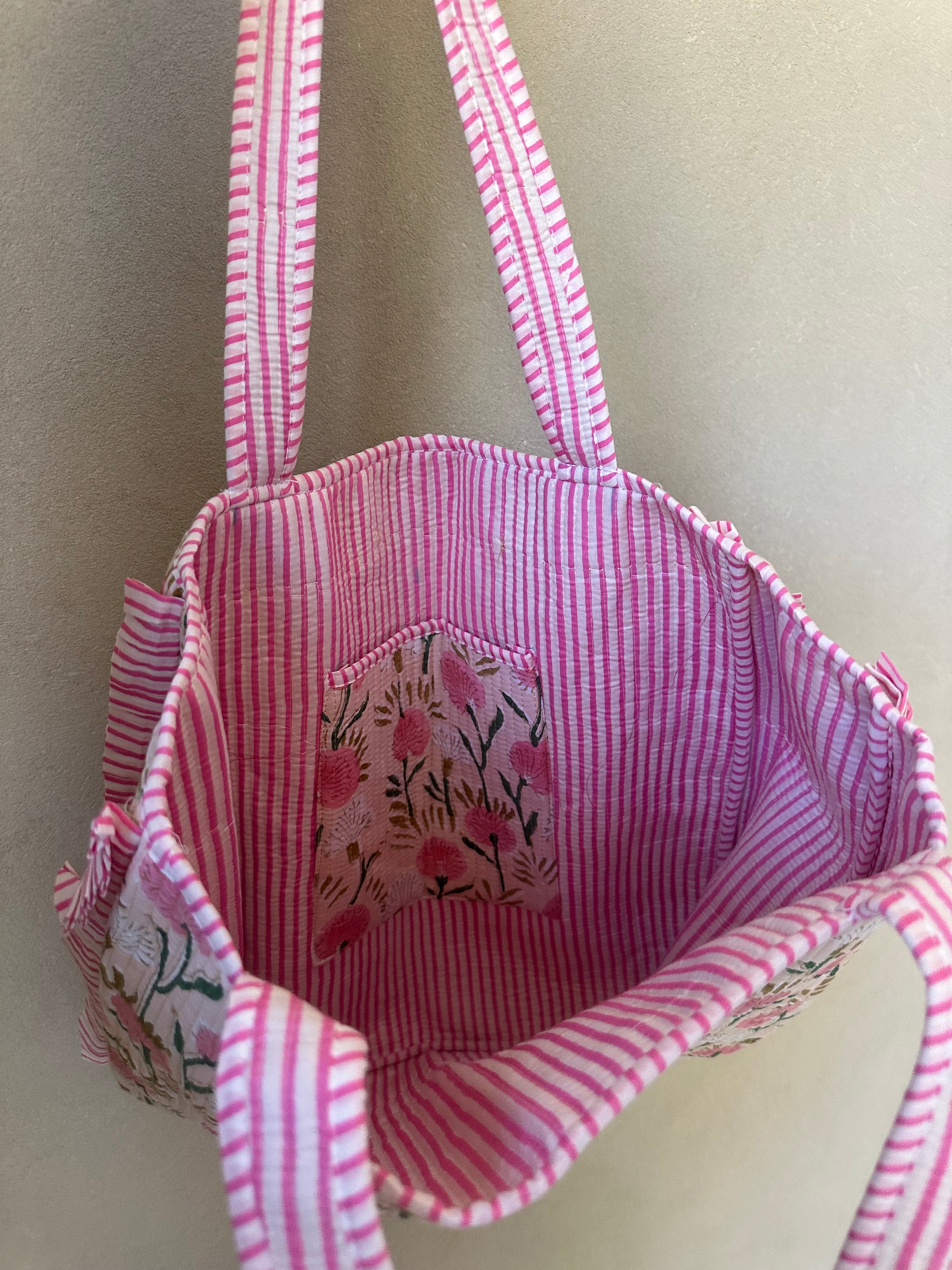 Piper Floral Tote Bag-Beige