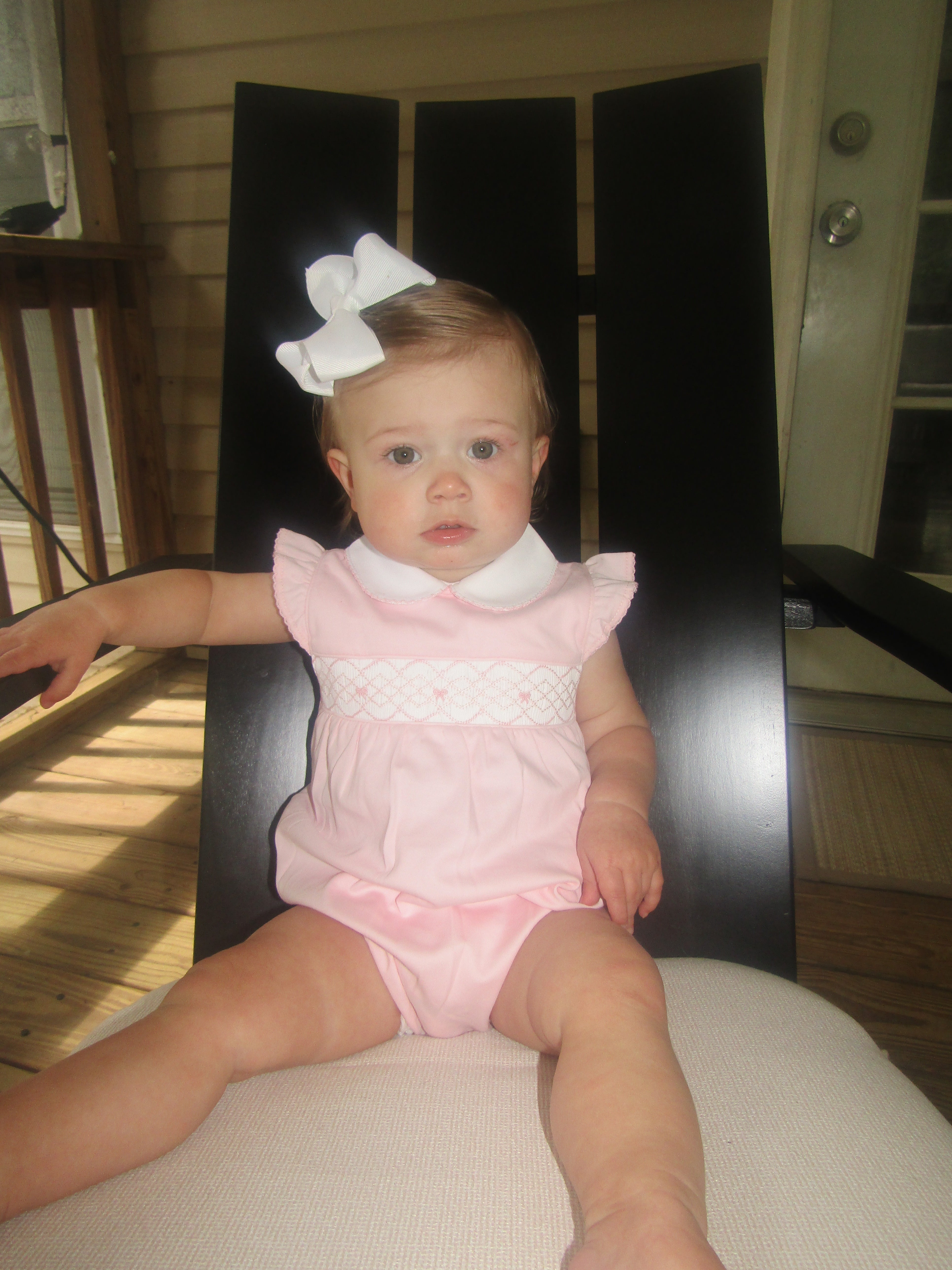 Bows Smocked Onesie-Pink