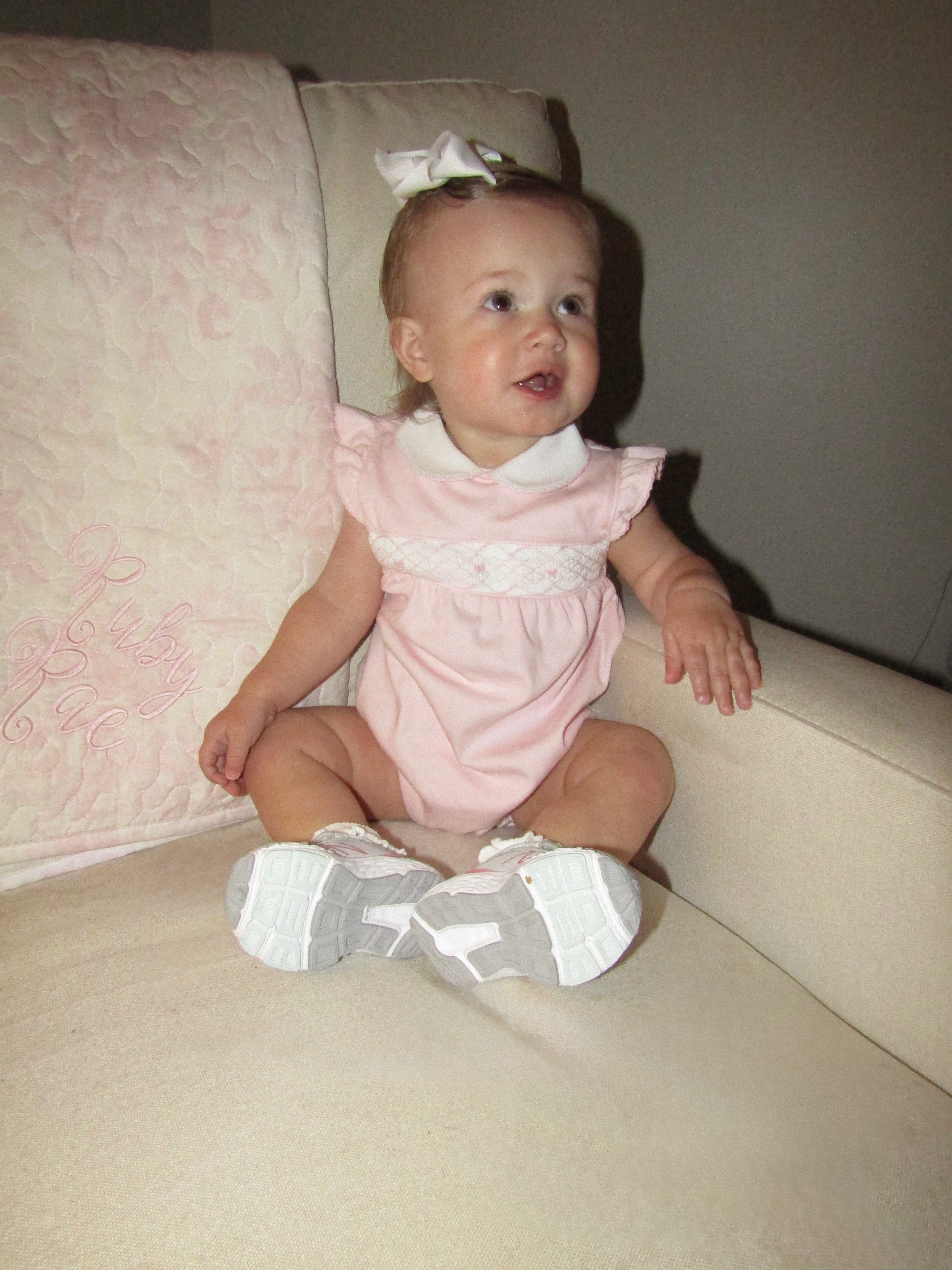 Bows Smocked Onesie-Pink