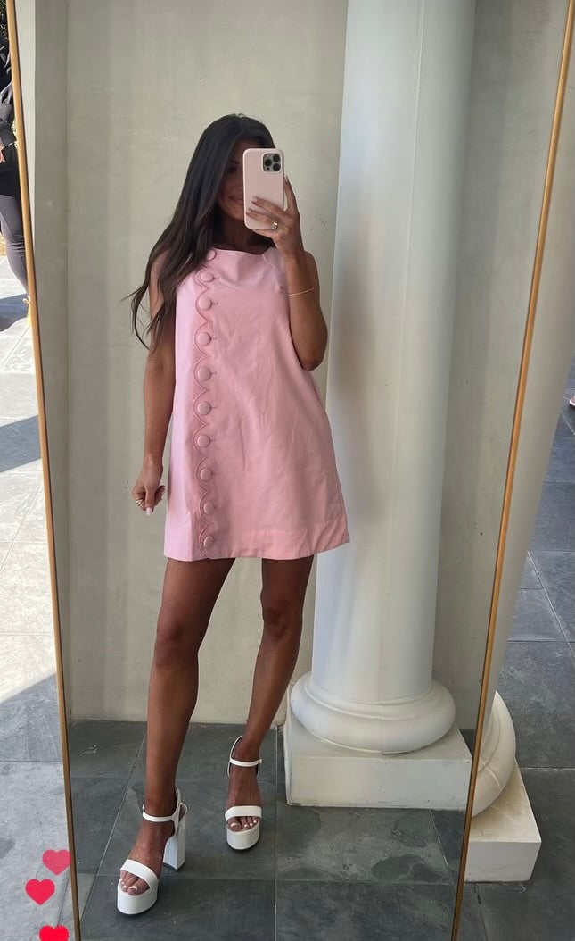 Scallop Mini Dress-Pink