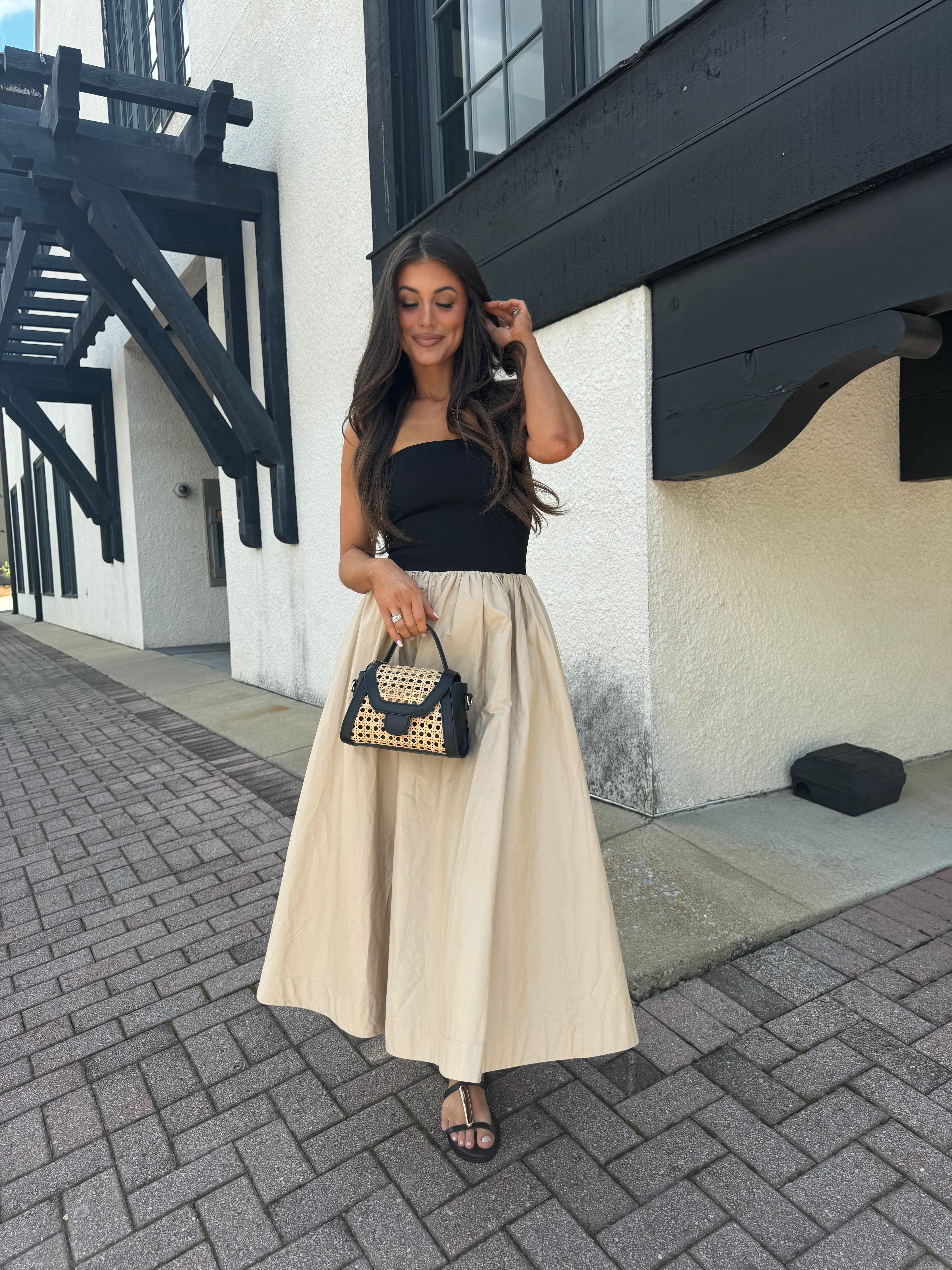 Madelyn Strapless Midi Dress- Black