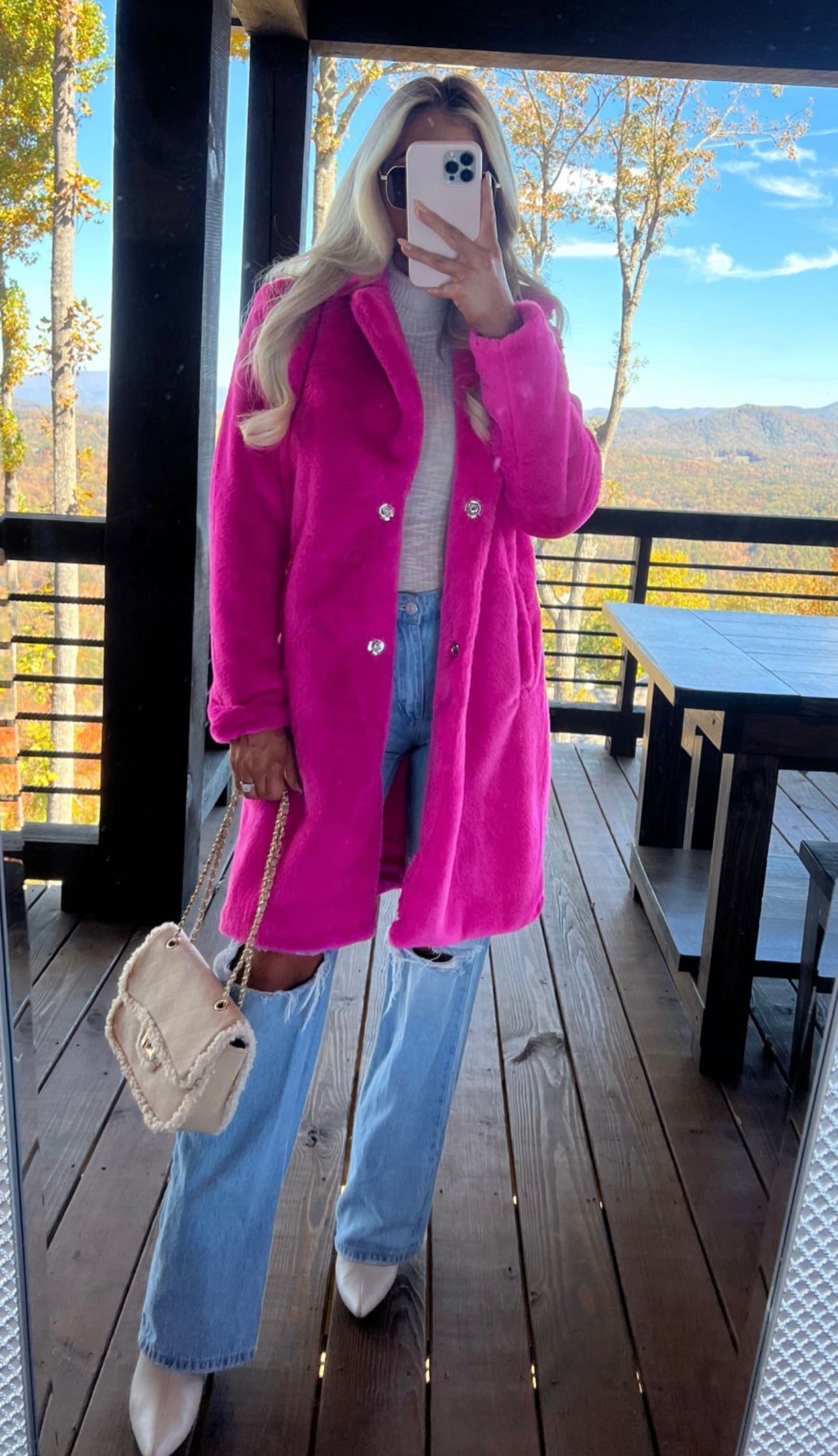 Broadway Faux Fur Coat- Hot Pink