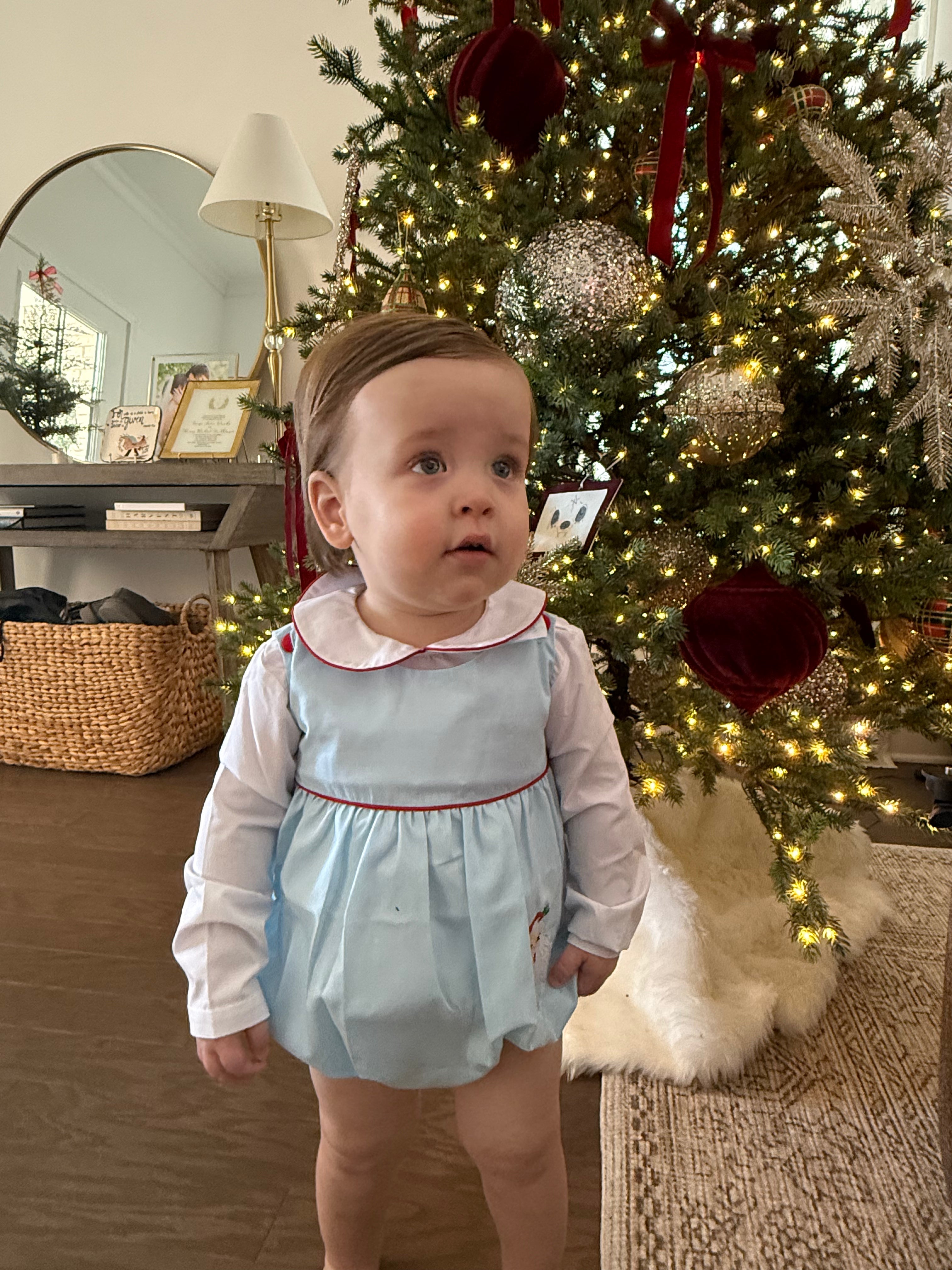 "Santa Claus" Romper Set-Blue