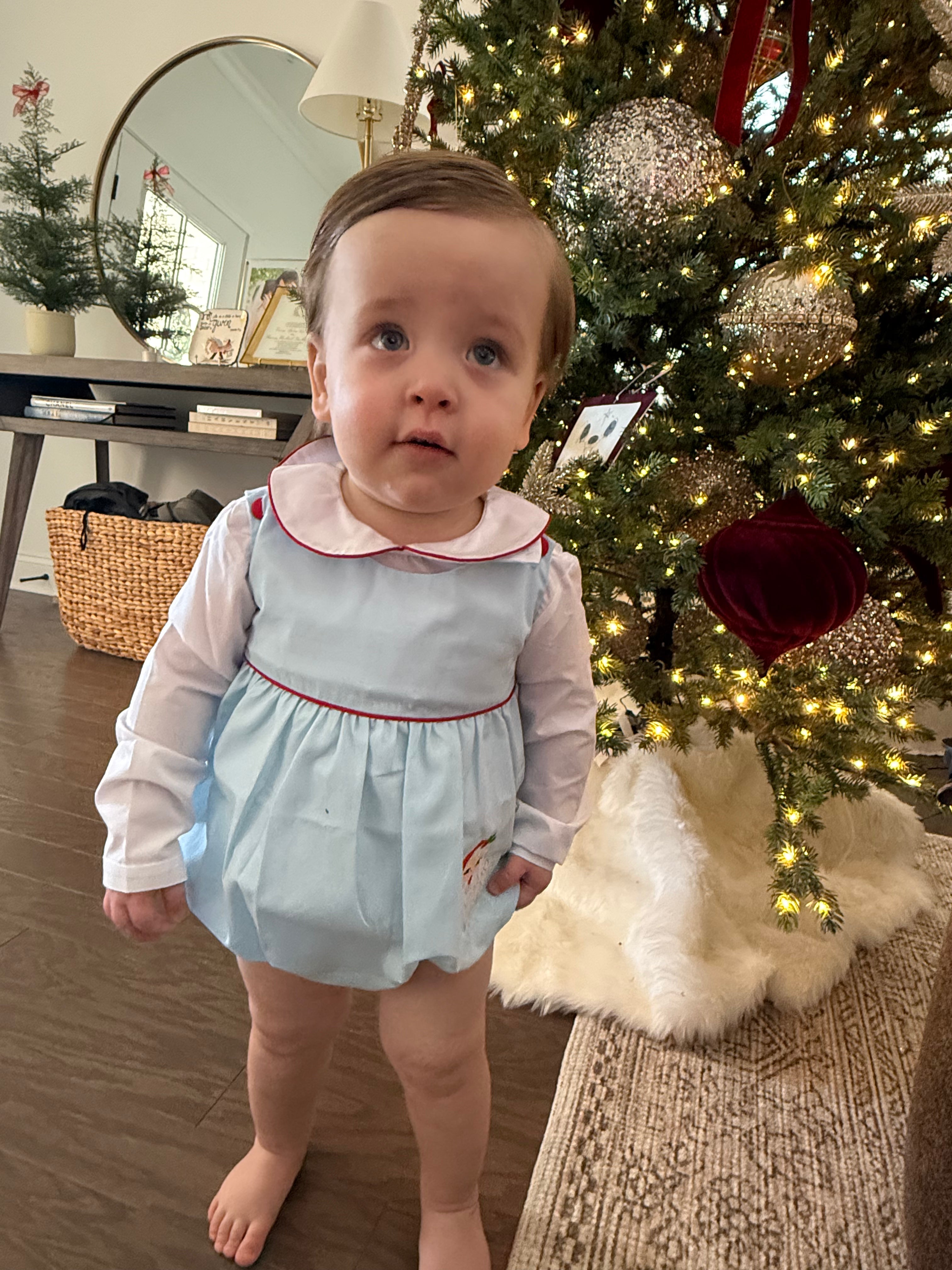 "Santa Claus" Romper Set-Blue