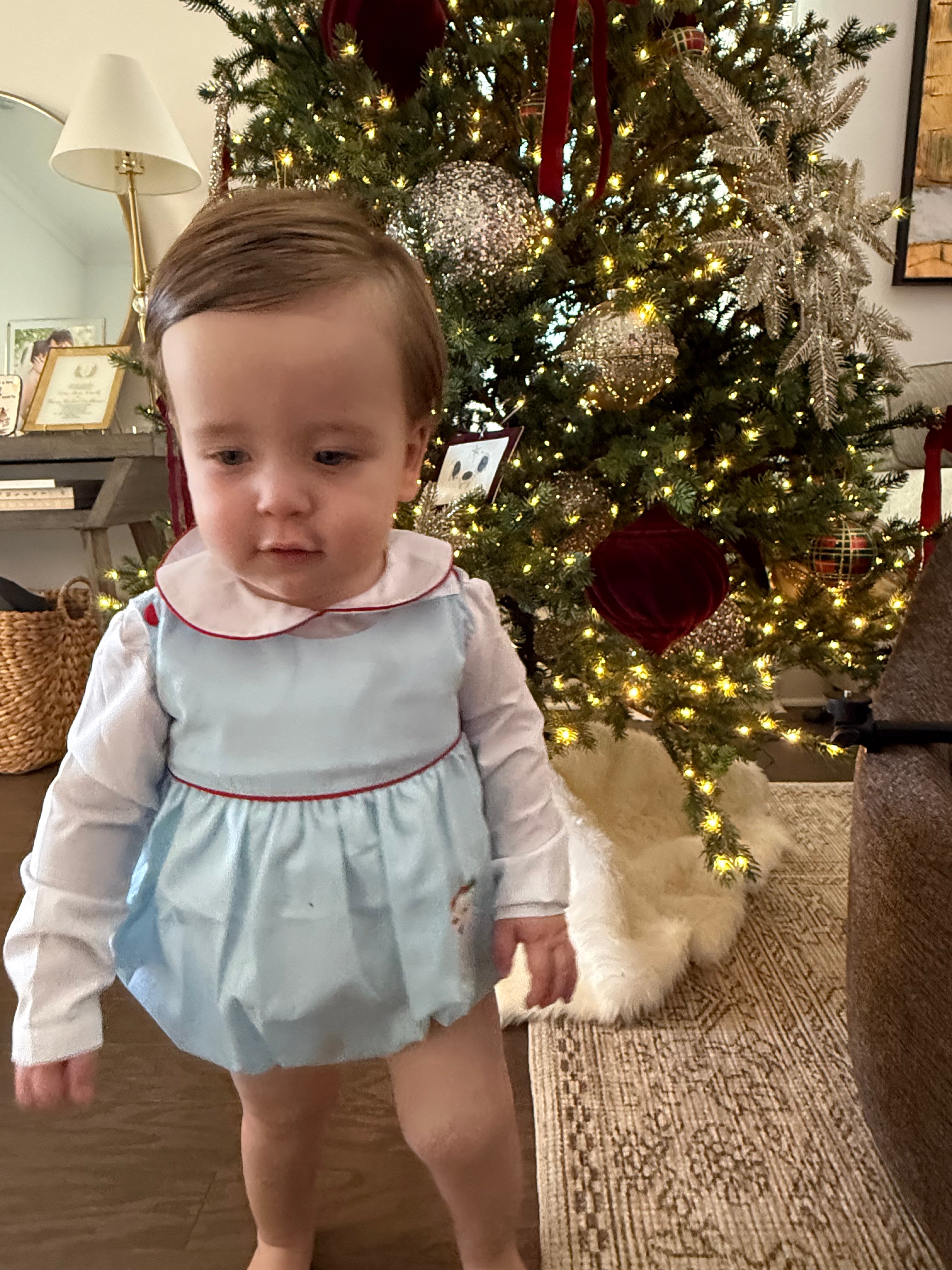 "Santa Claus" Romper Set-Blue