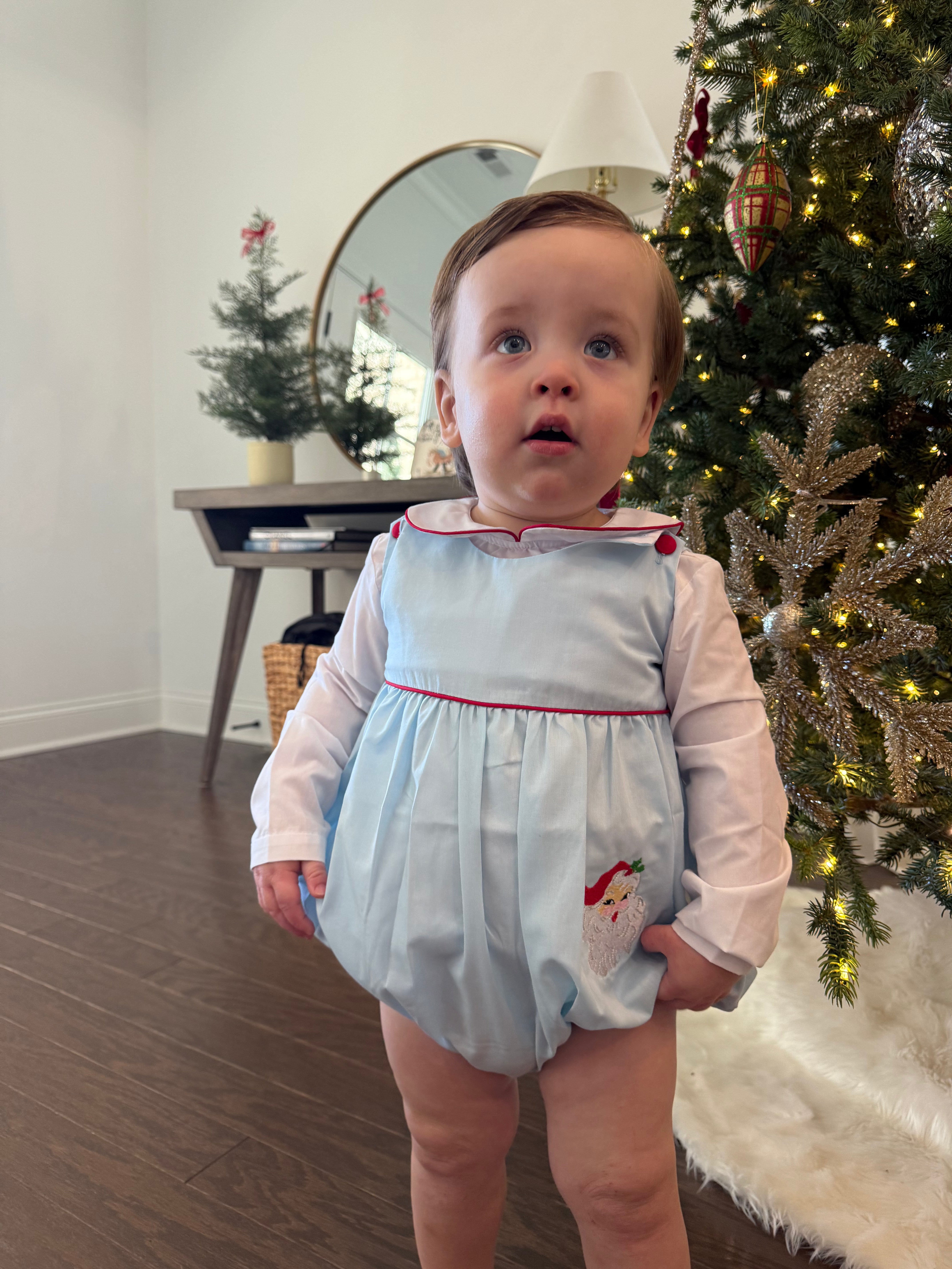 "Santa Claus" Romper Set-Blue