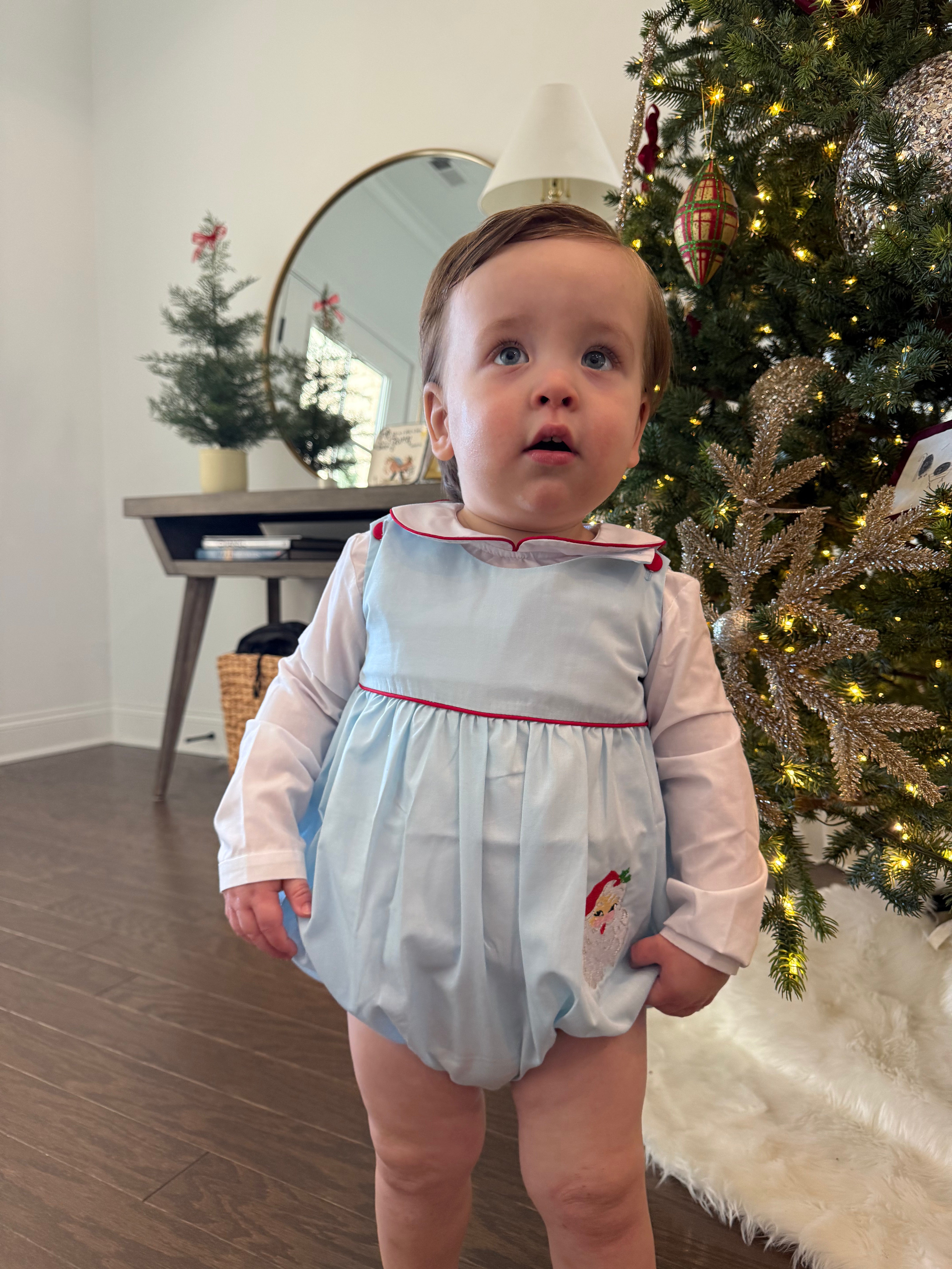 "Santa Claus" Romper Set-Blue