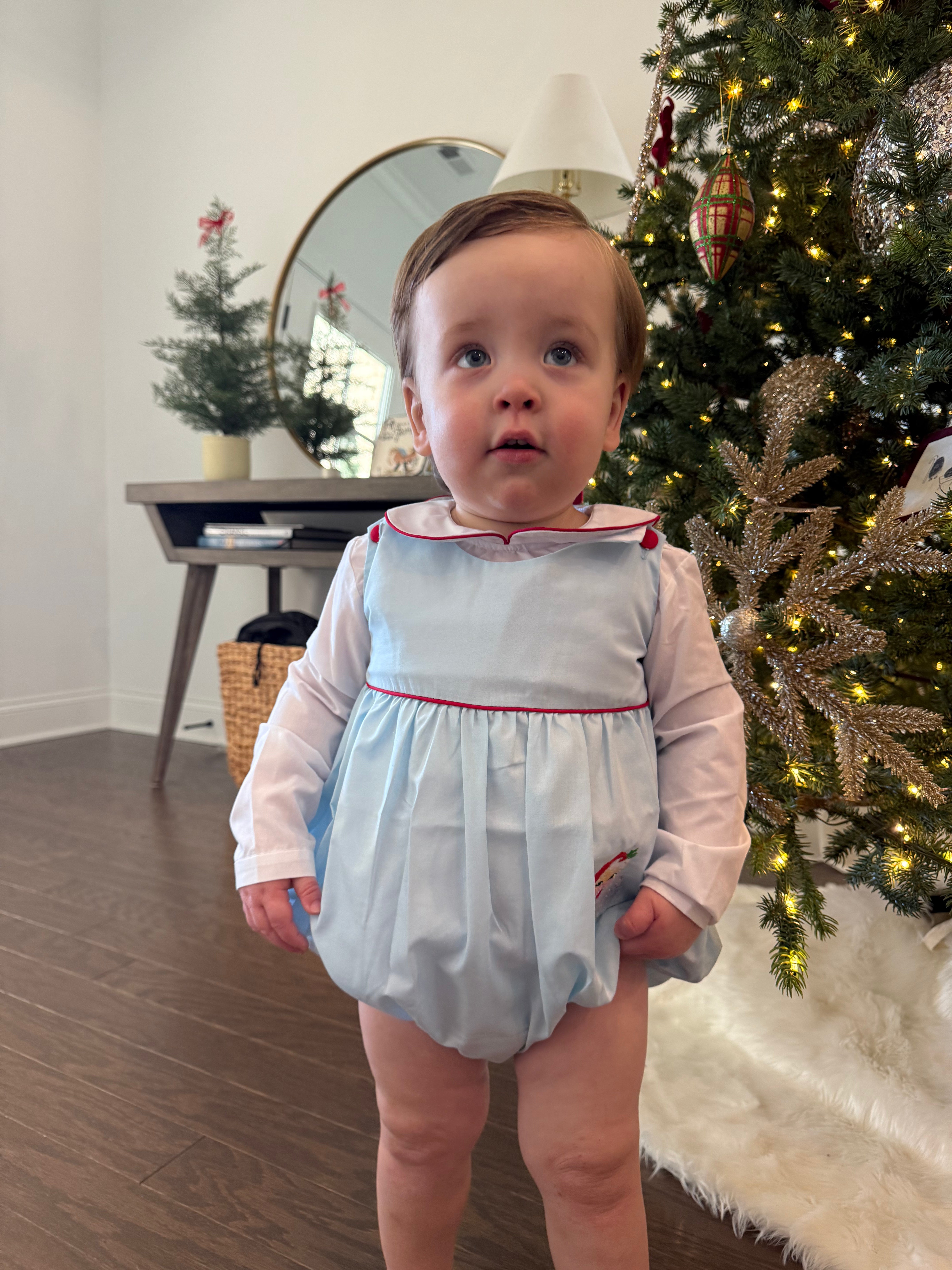 "Santa Claus" Romper Set-Blue