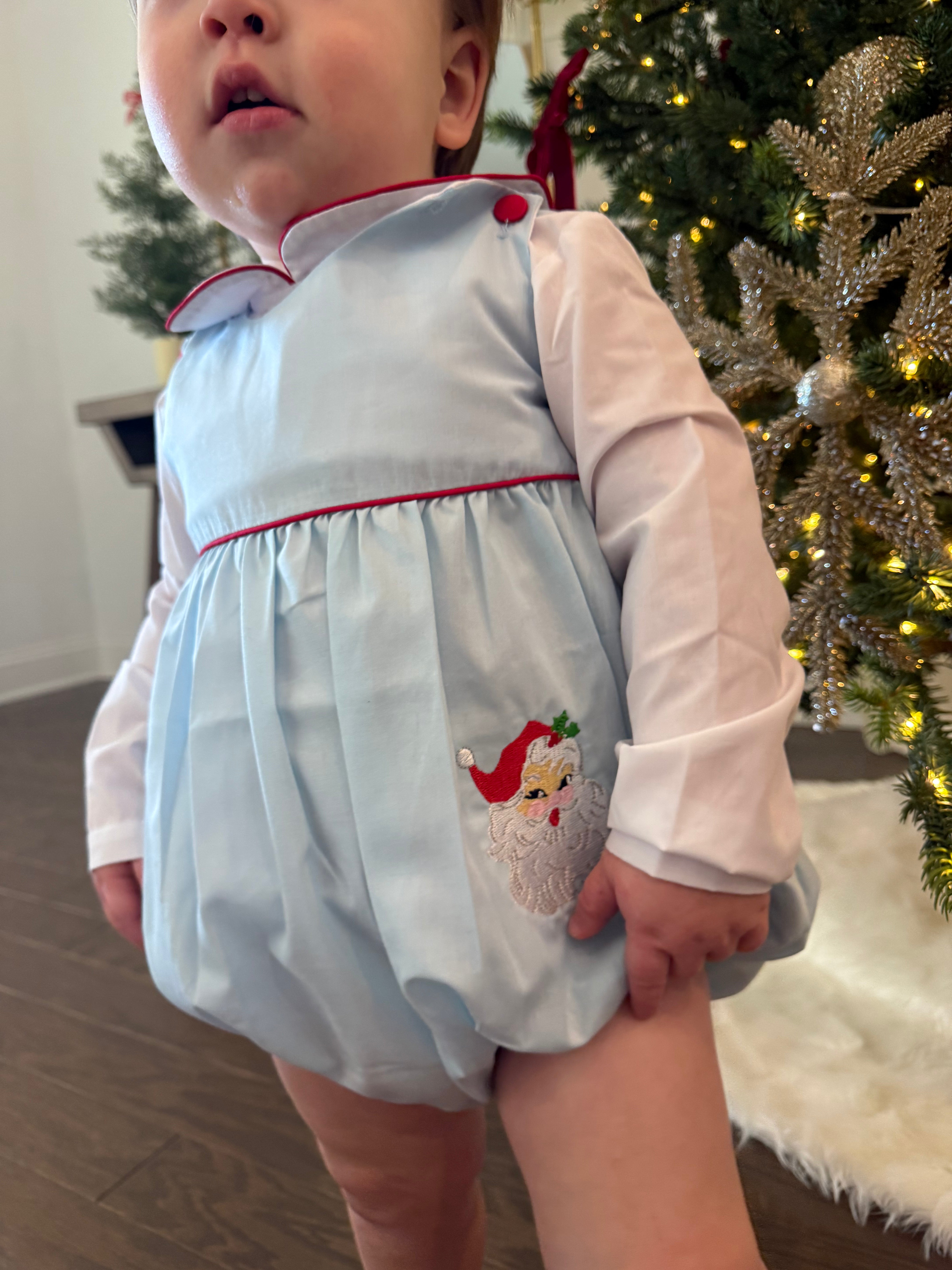 "Santa Claus" Romper Set-Blue