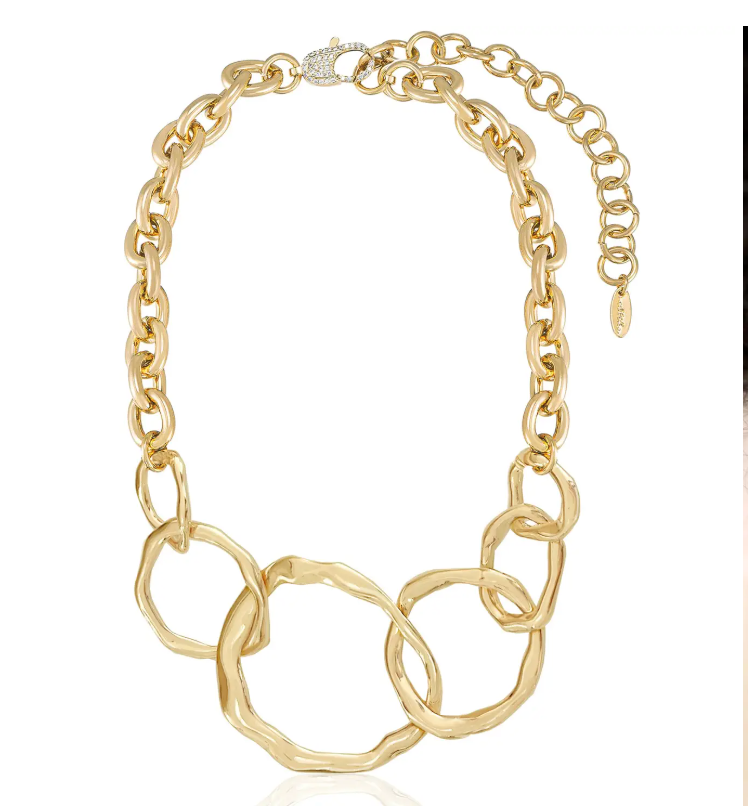 Interlocking Chain Necklace-Gold