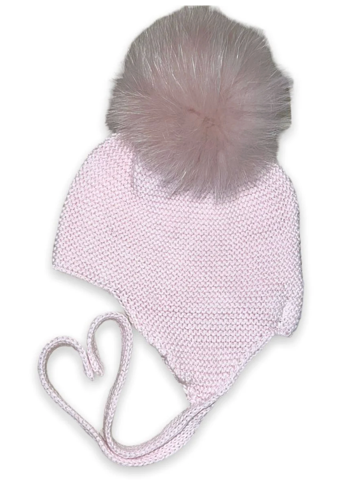 Fur Pom Tie Hat-Pink