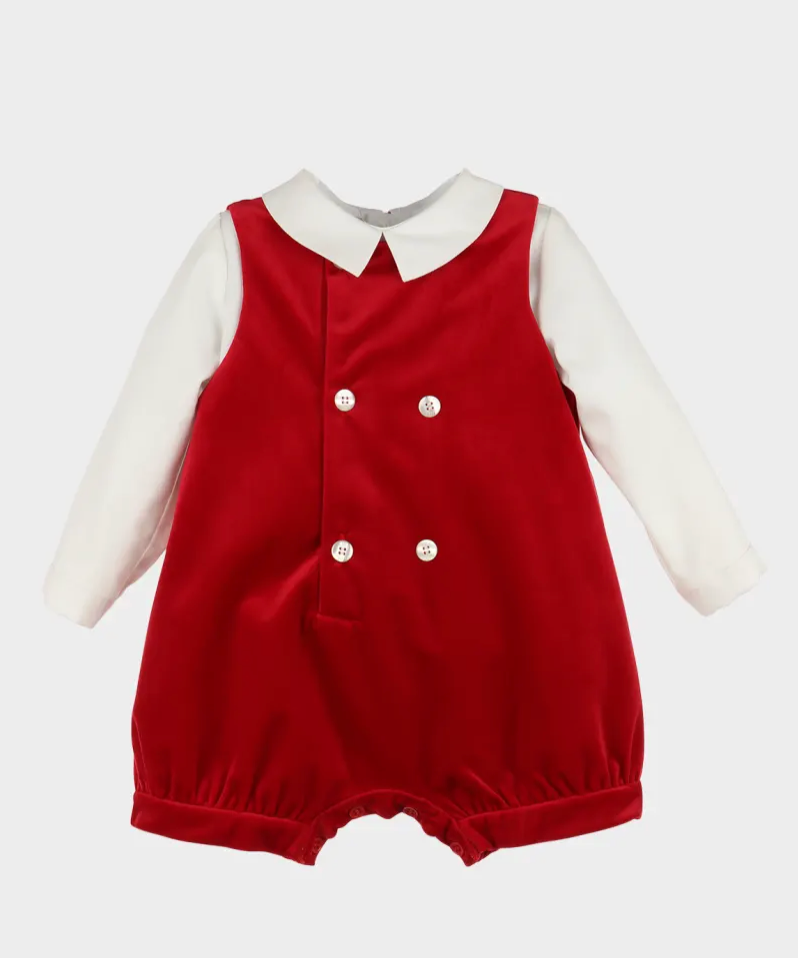 Deluxe Velvet Boy Romper-Red