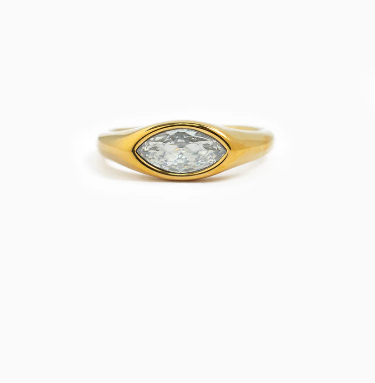 Marquise Bezel Dome Ring-Gold