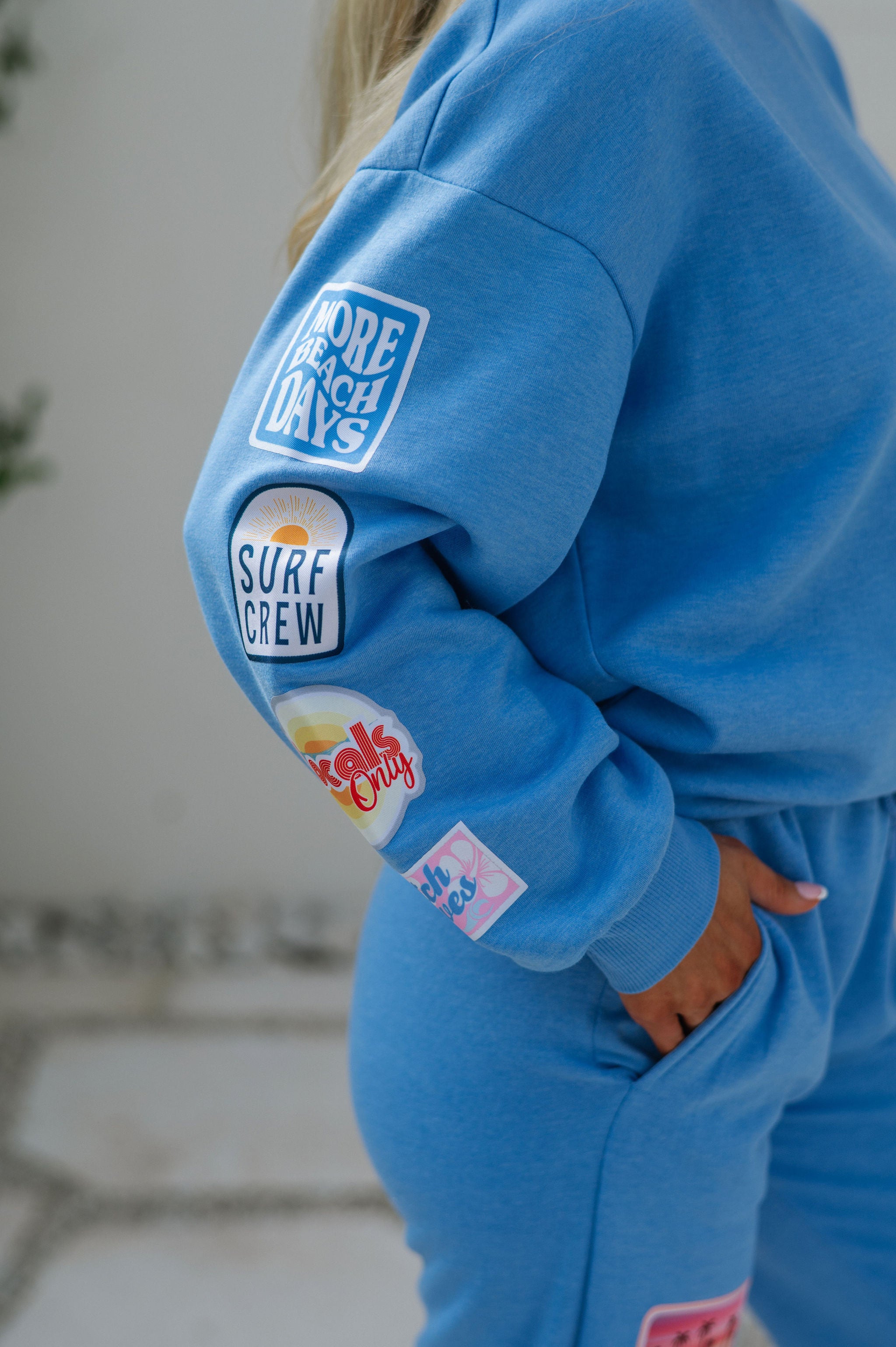 Patchwork Crewneck-Blue