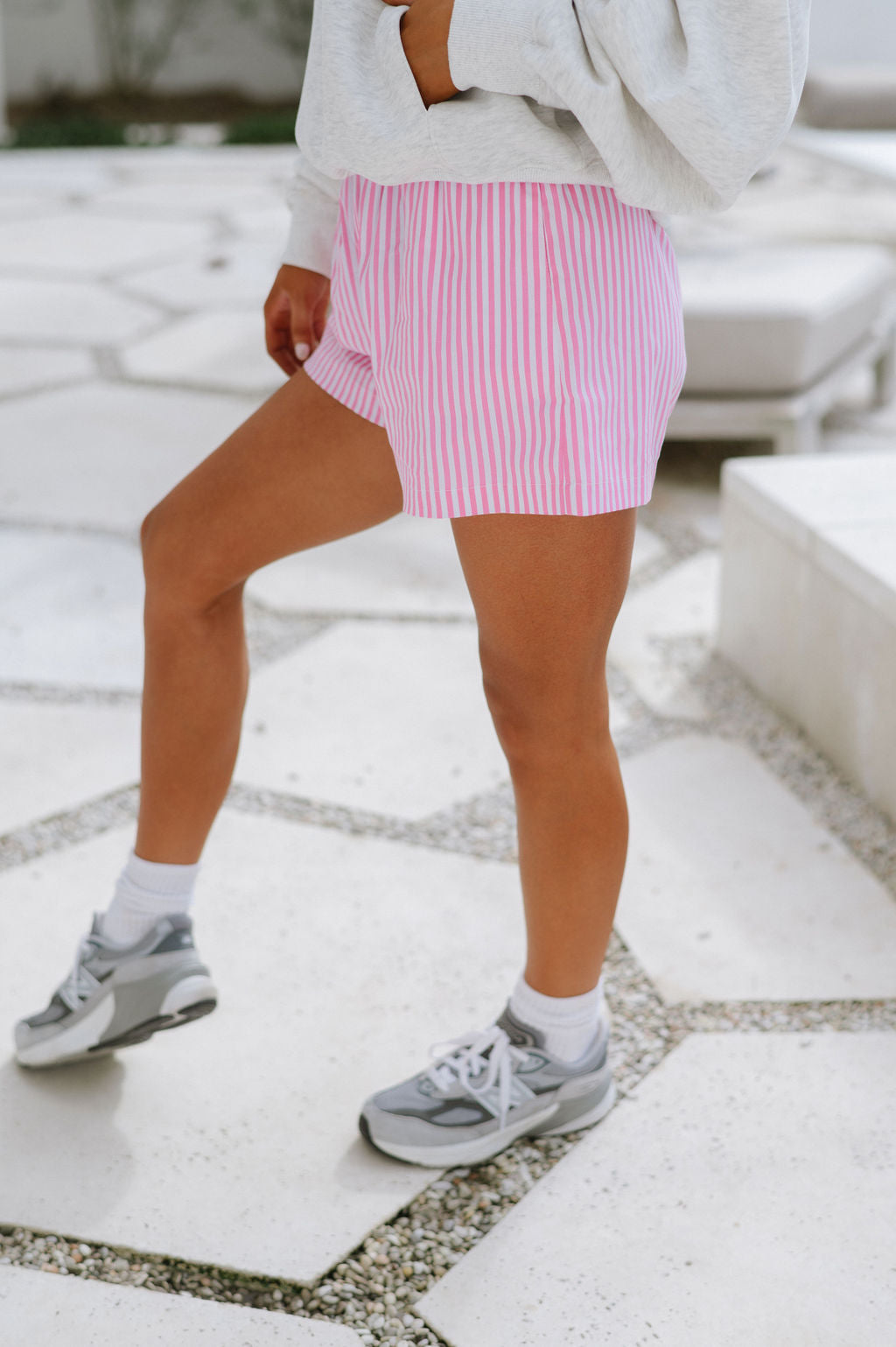 Parker Striped Shorts-Pink