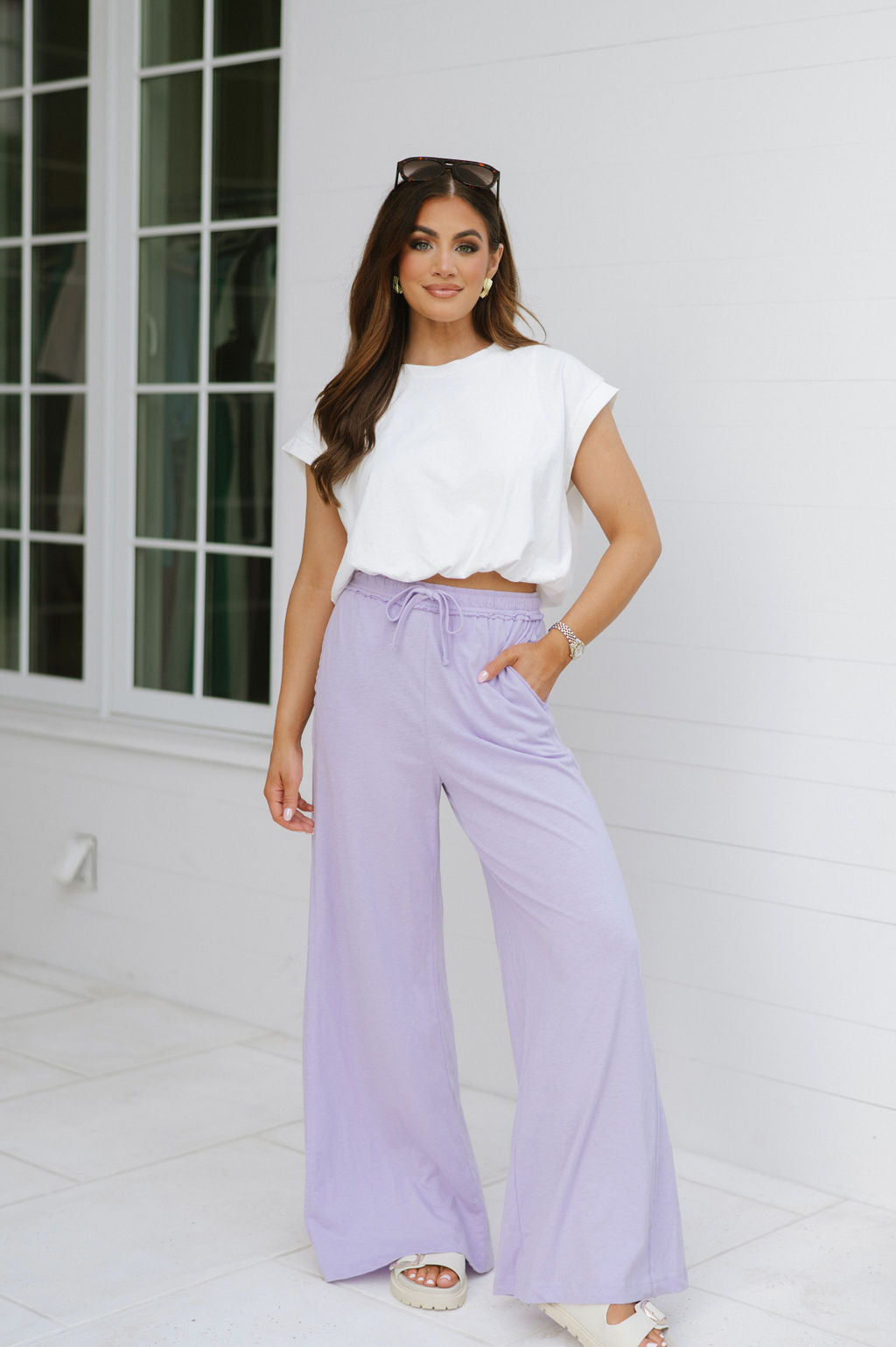 Wide Leg Lounge Pant-Lavender