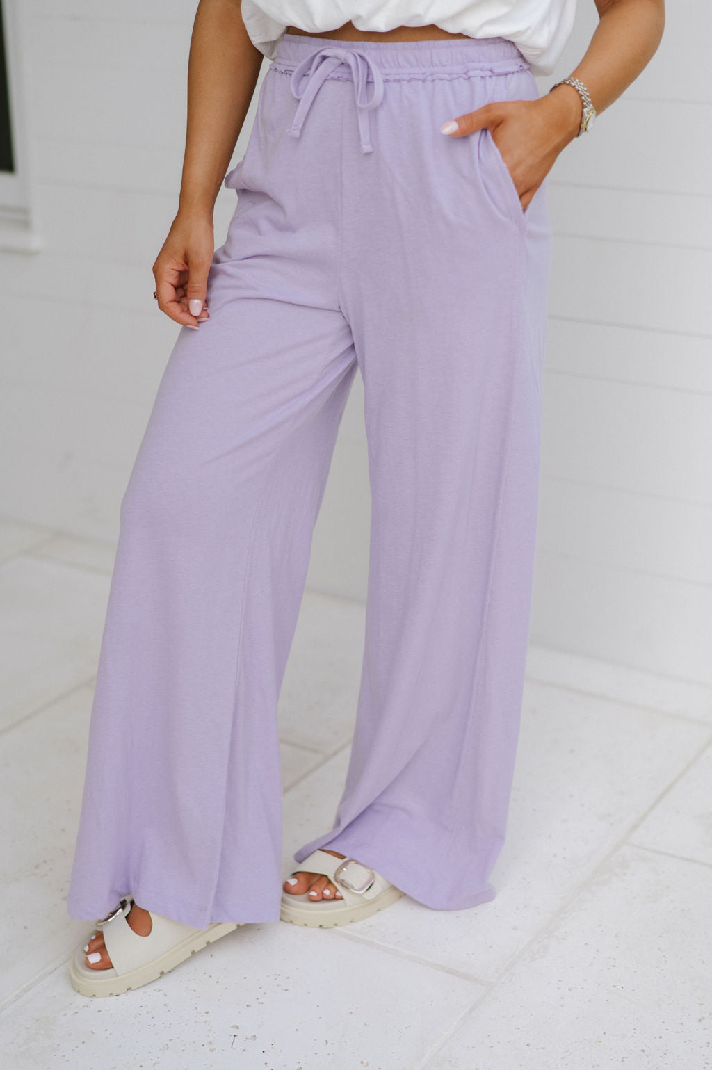 Wide Leg Lounge Pant-Lavender