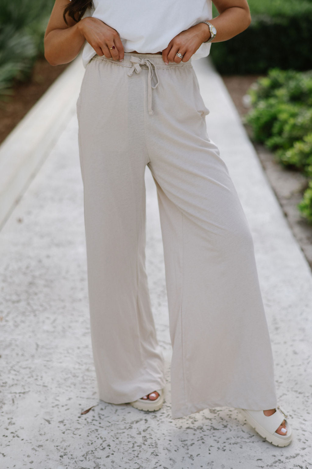 Wide Leg Lounge Pant- Sand Beige