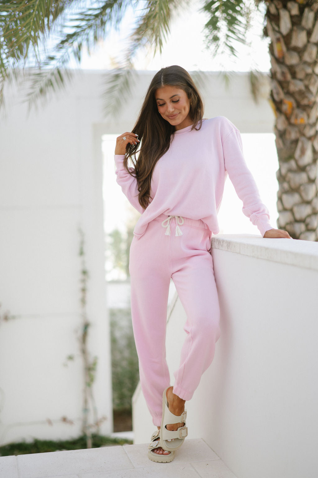 Parker Fleece Joggers-Palm Pink