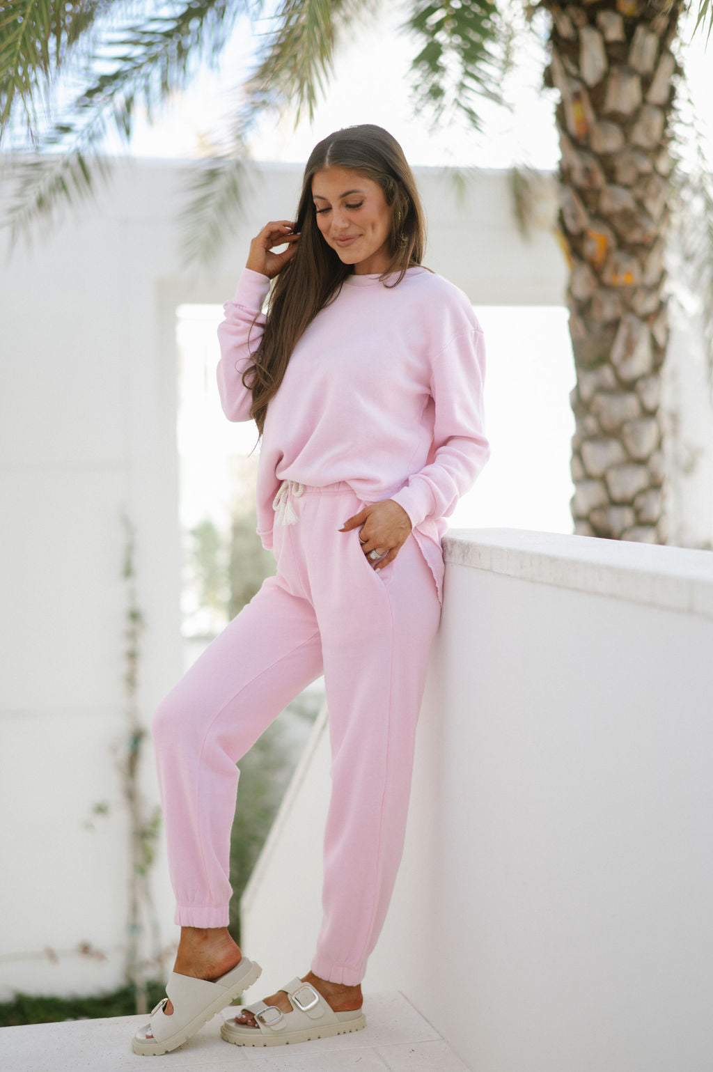 Parker Fleece Joggers-Palm Pink