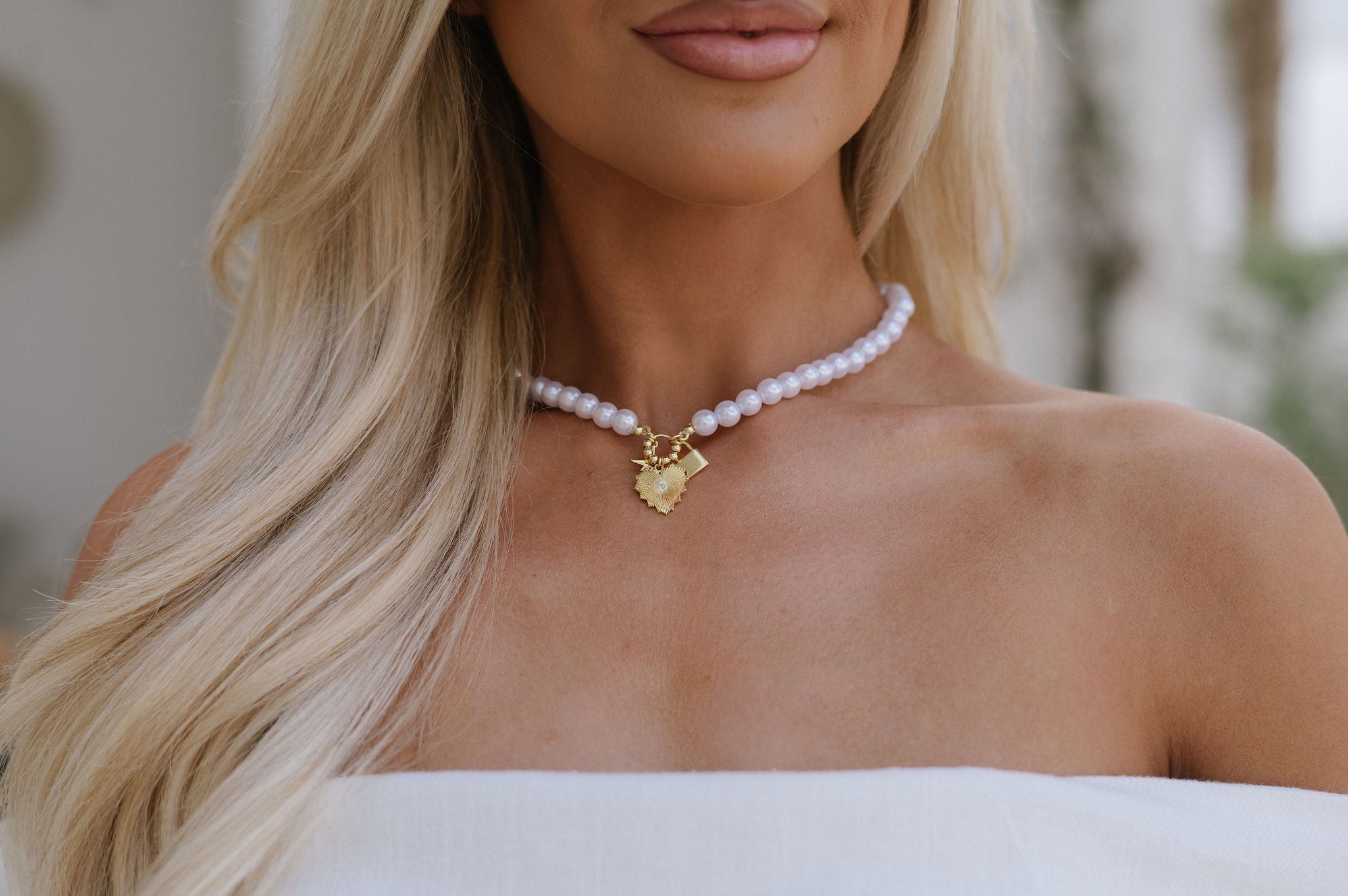 Pearl Charm Necklace - Gold