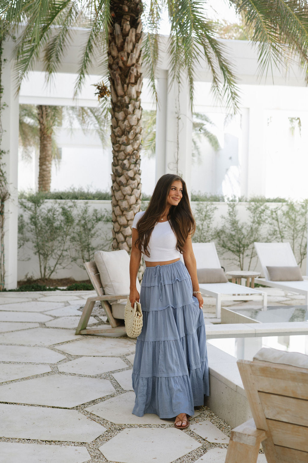 Waves Maxi Skirt-Light Blue