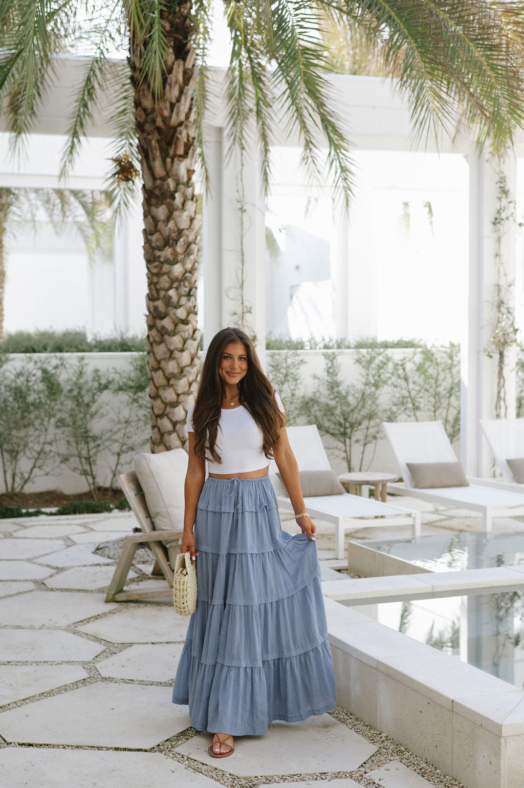 Waves Maxi Skirt-Light Blue