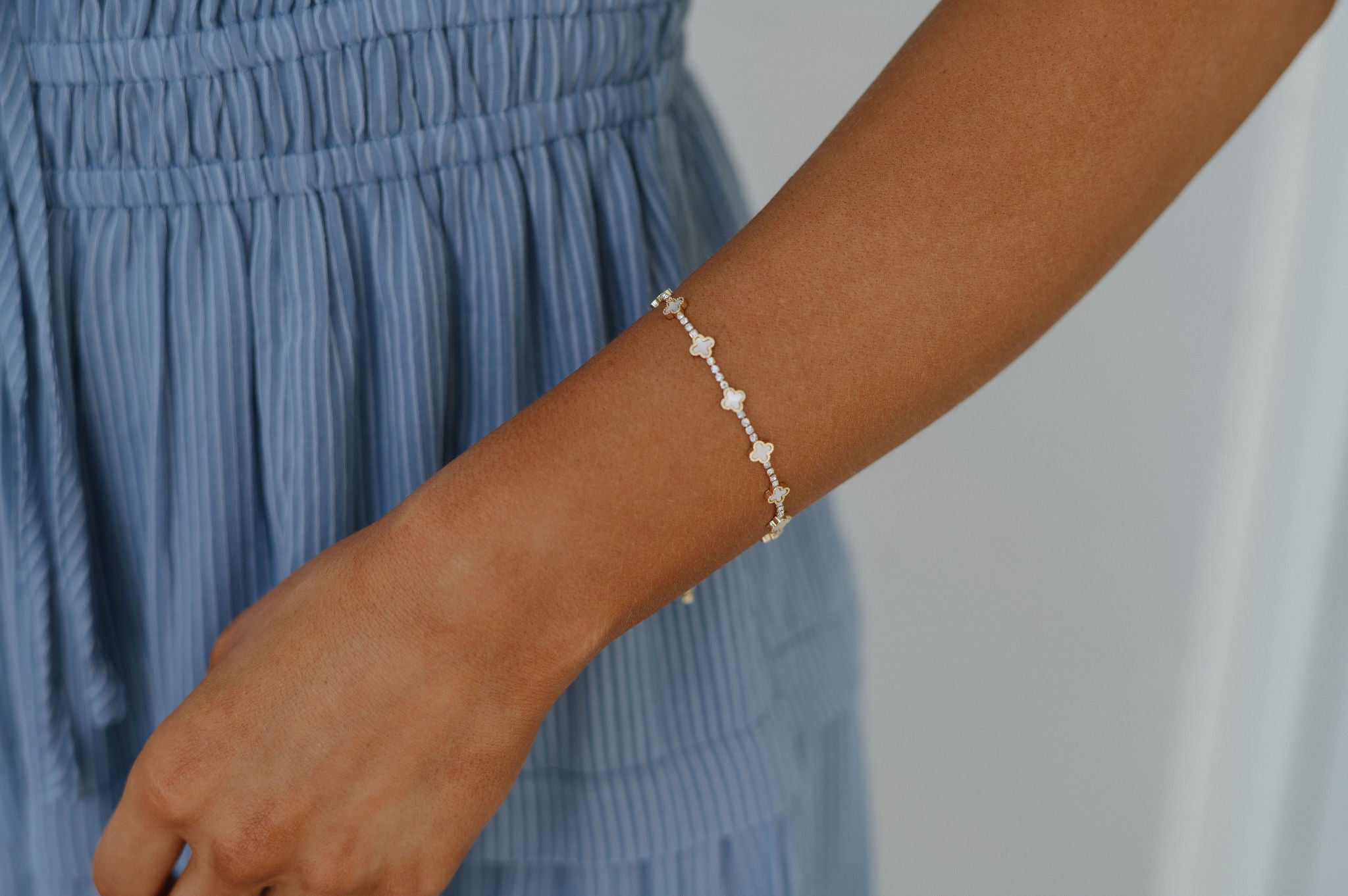 Mia Clover Bracelet-White