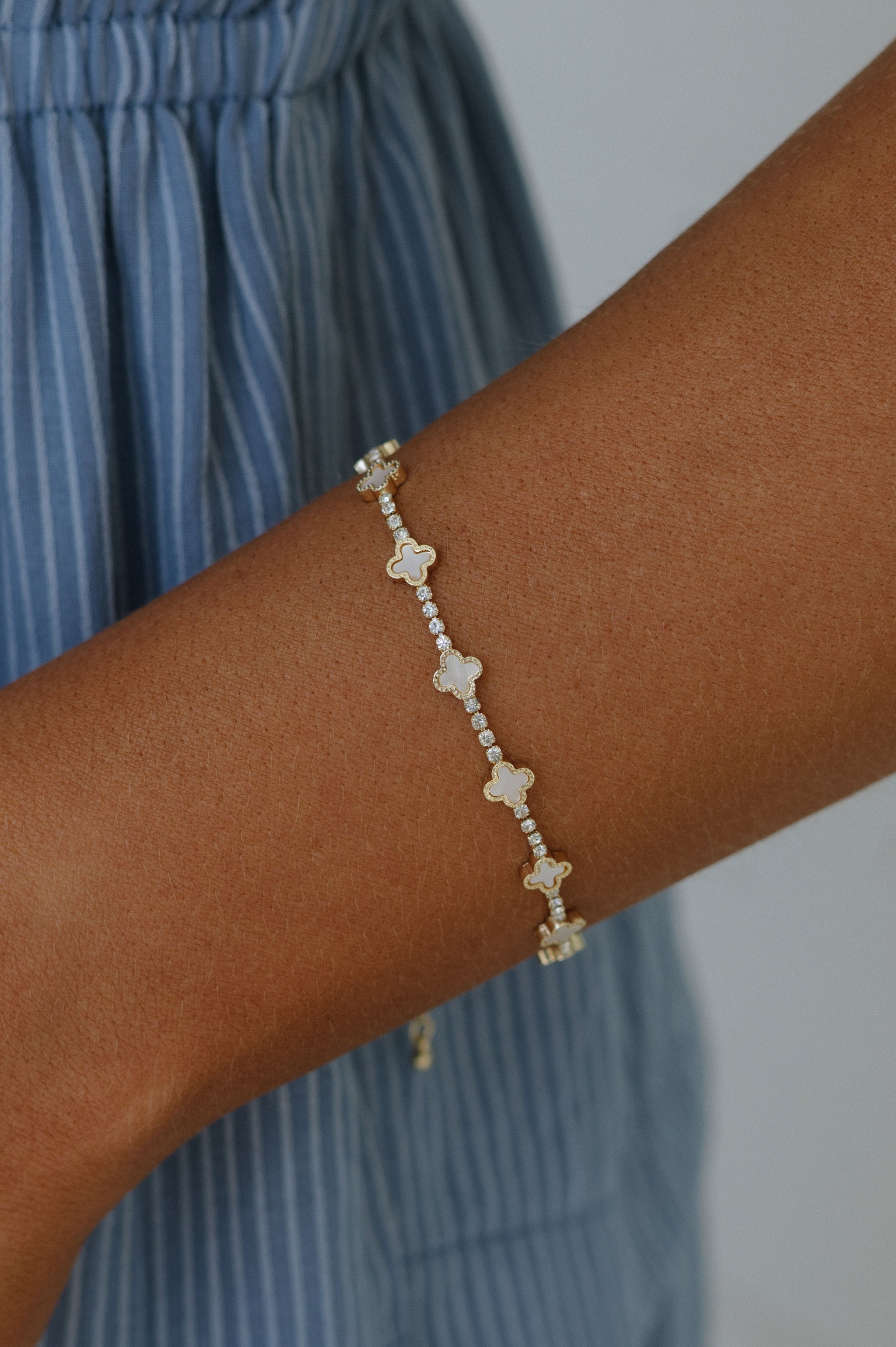 Mia Clover Bracelet-White