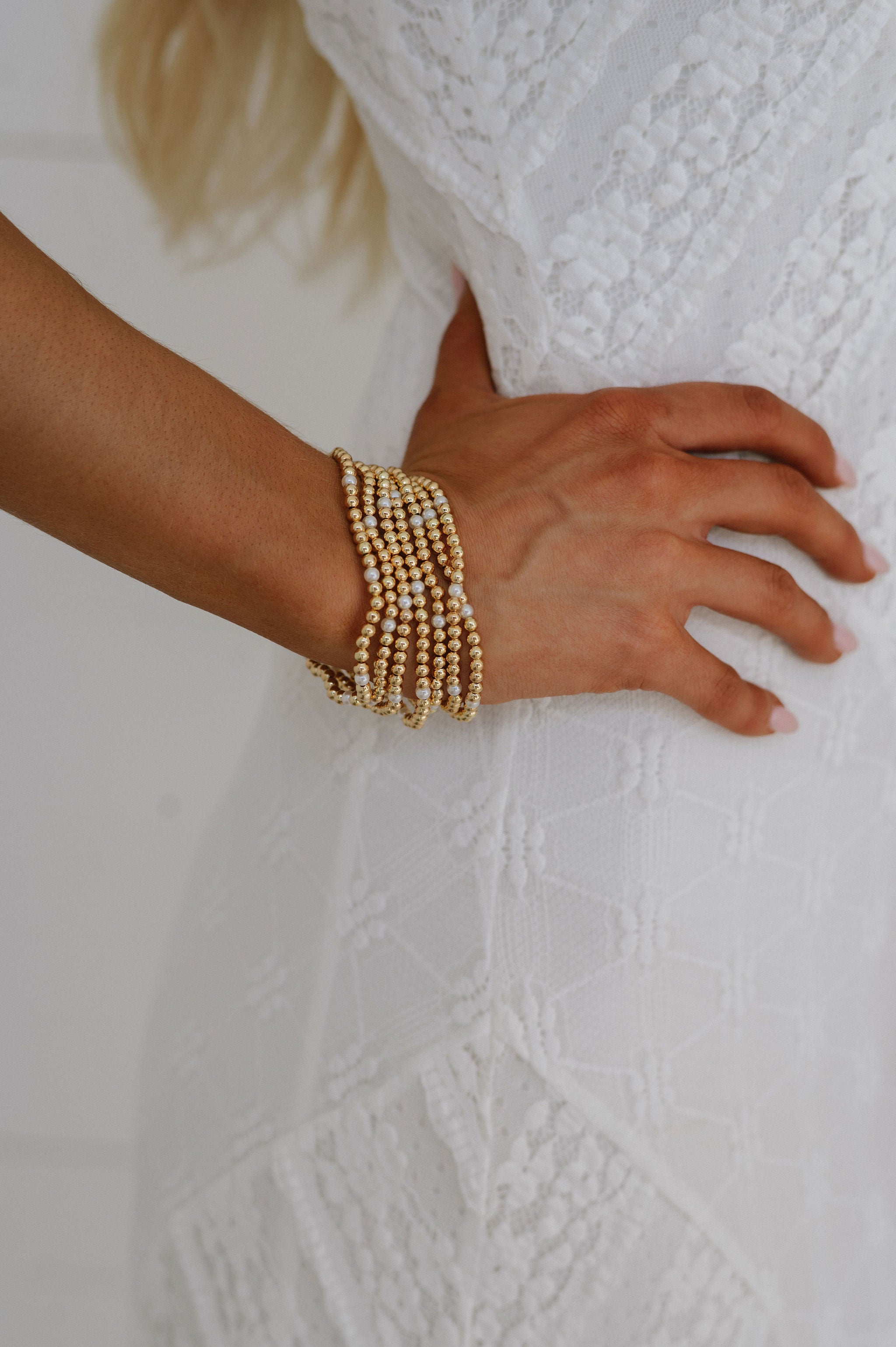 Cassidy Beaded Bracelet Stack - Gold