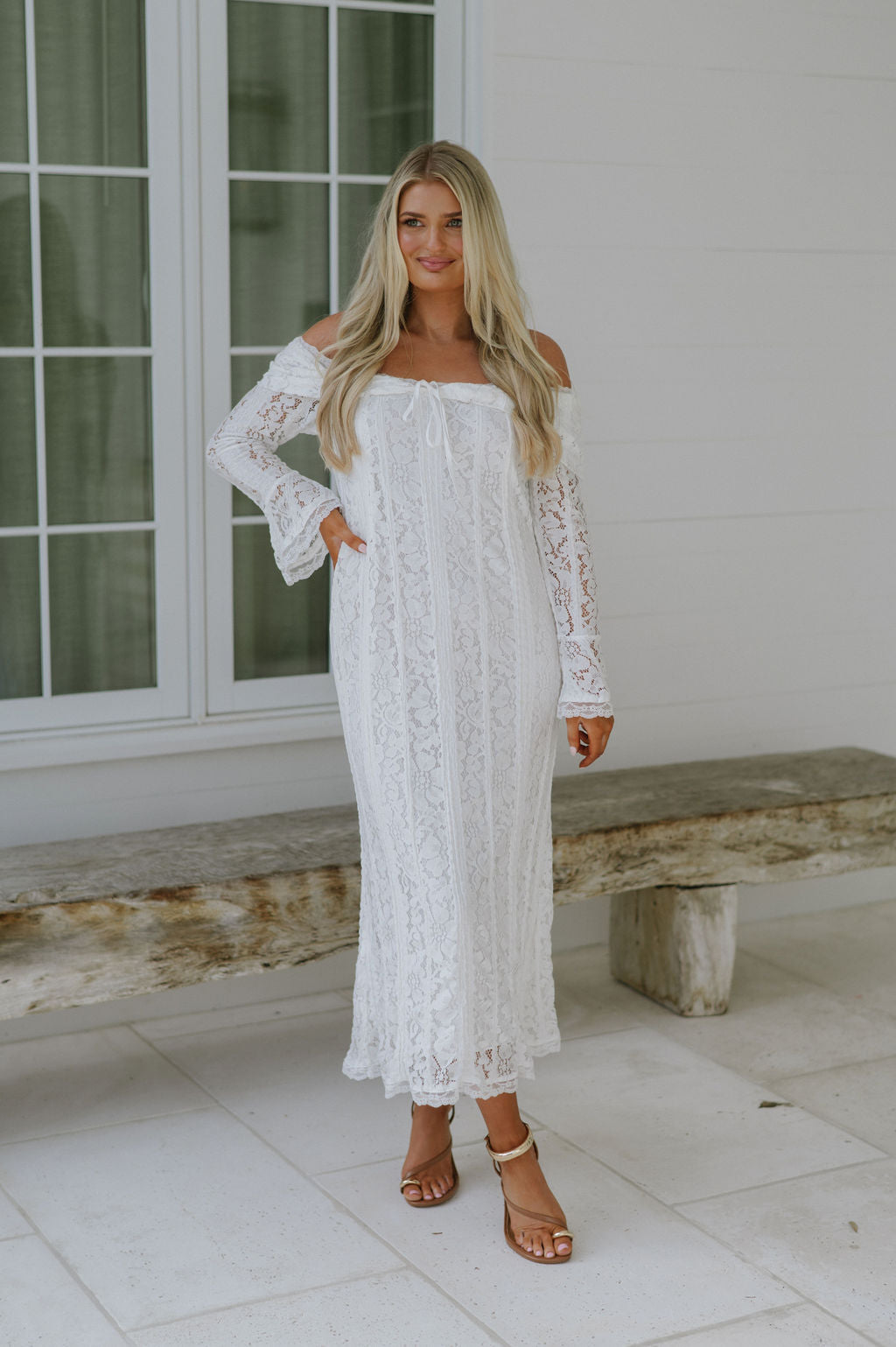 Fran Lace Dress-White