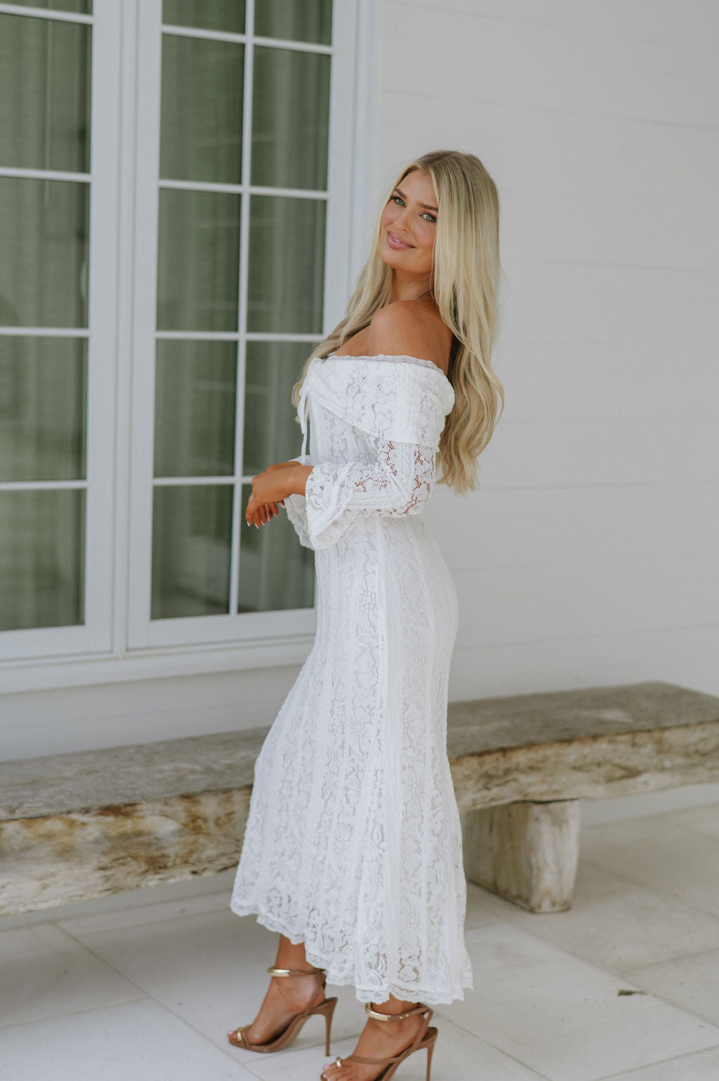 Fran Lace Dress-White