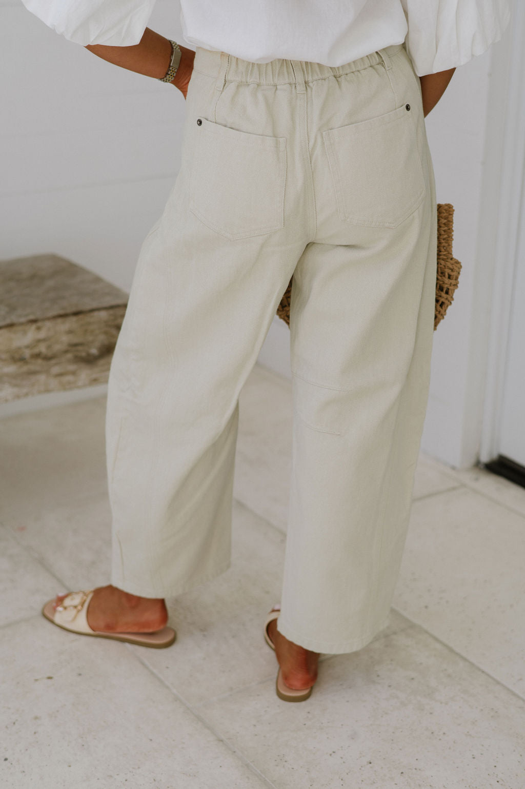 Sylvia Barrel Pants-Taupe