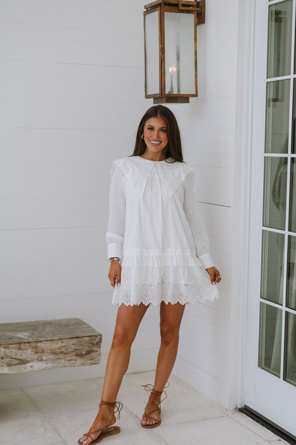 Mallie Eyelet Mini Dress-White