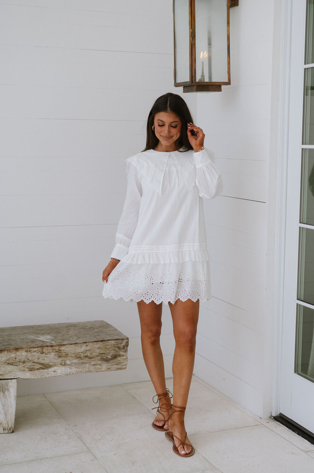 Mallie Eyelet Mini Dress-White