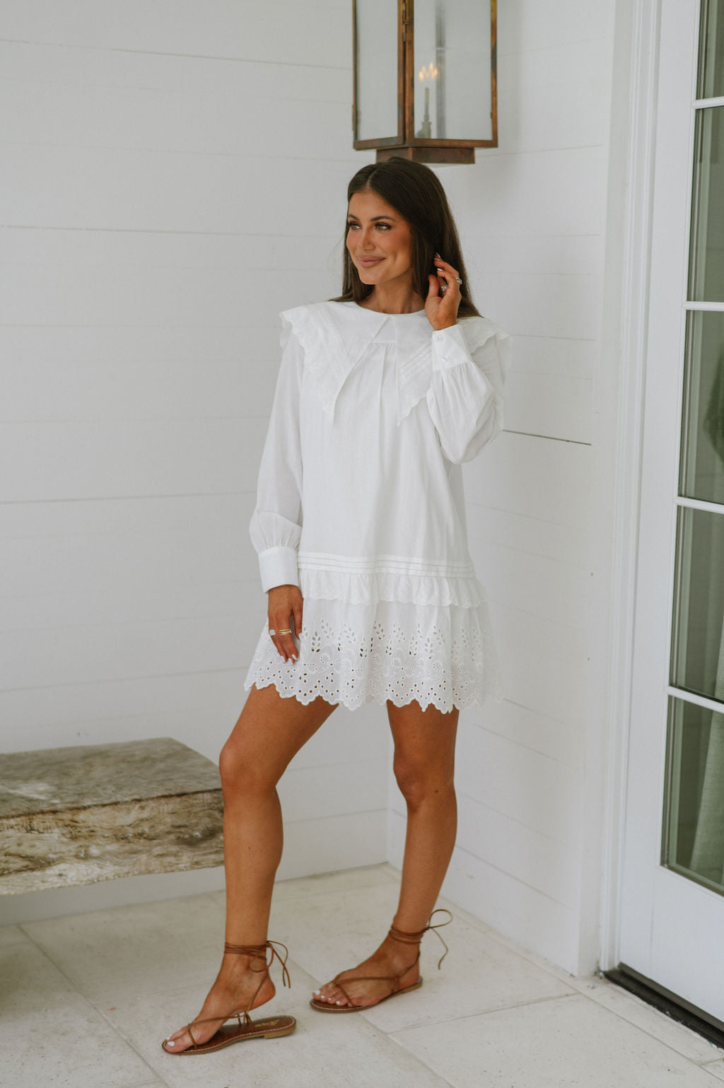 Mallie Eyelet Mini Dress-White