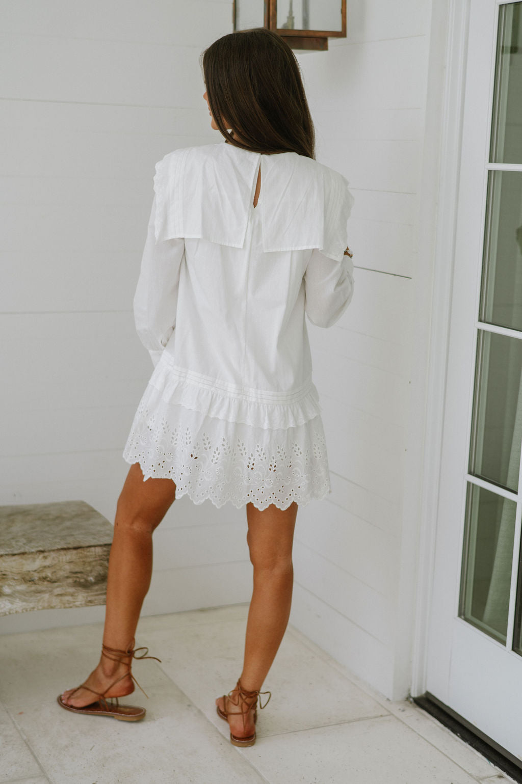 Mallie Eyelet Mini Dress-White