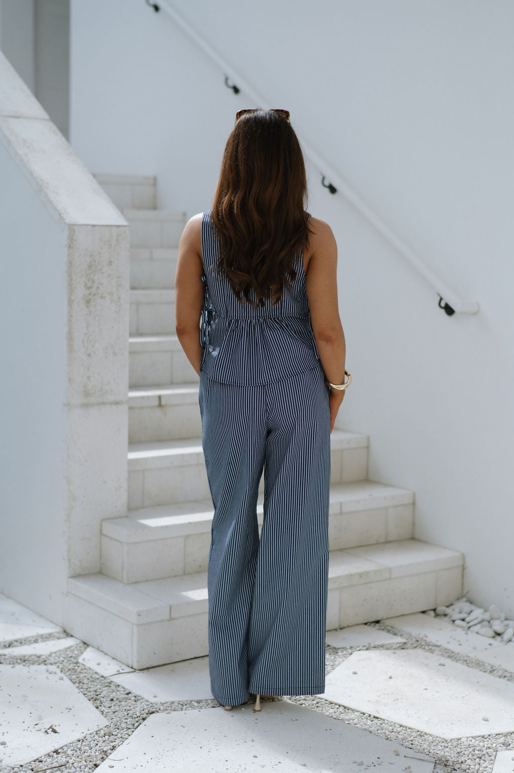 Resort Chic Striped Pants Set- Navy