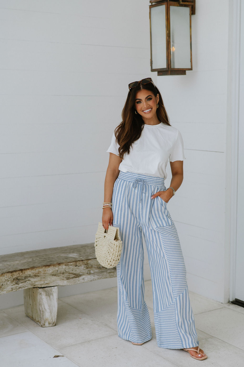 Stevie Stripe Parachute Pants-Blue