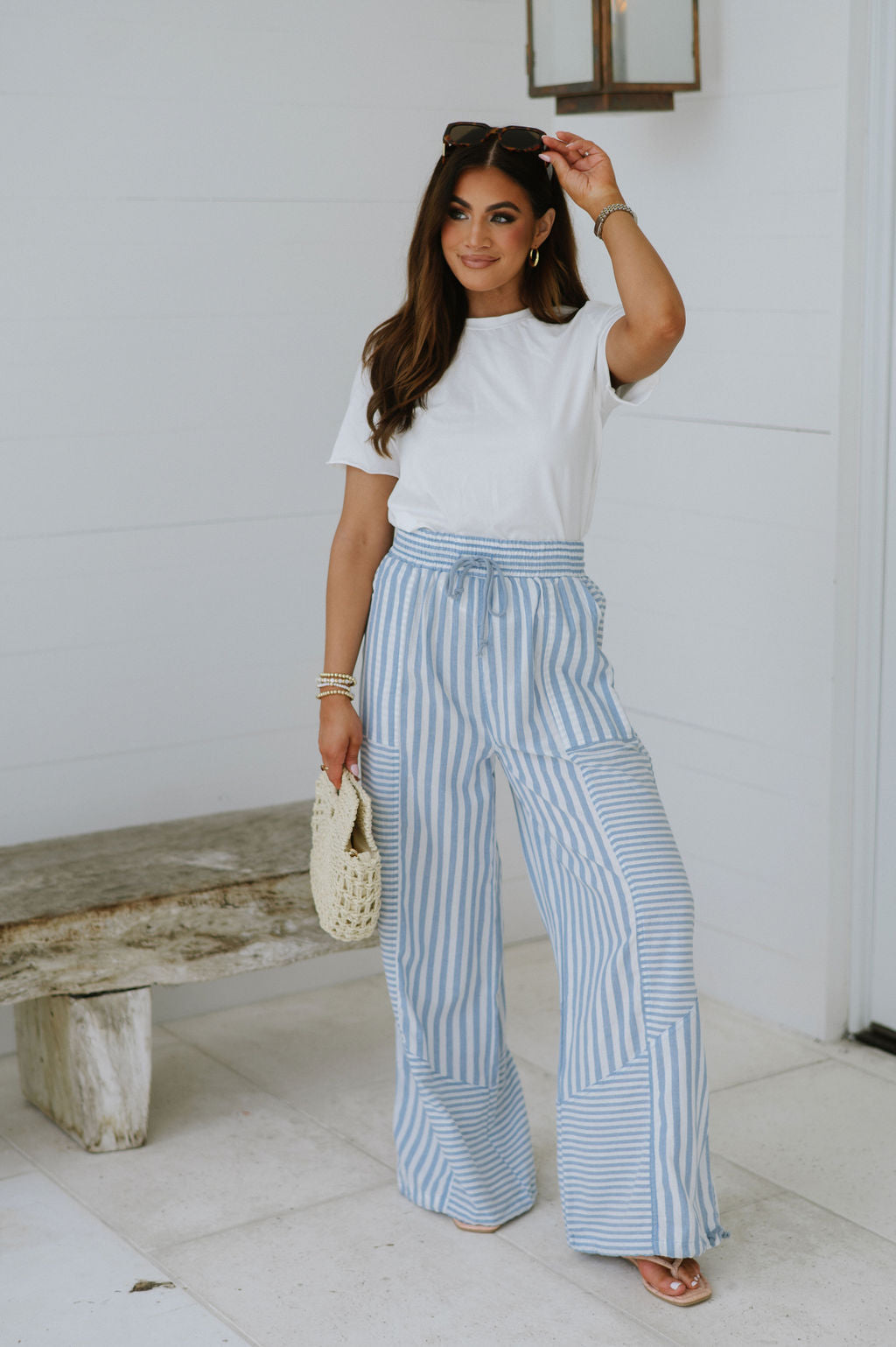 Stevie Stripe Parachute Pants-Blue