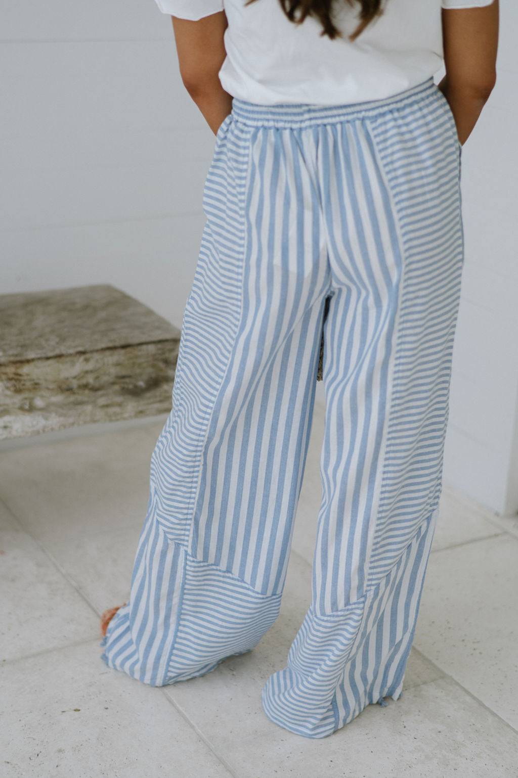 Stevie Stripe Parachute Pants-Blue