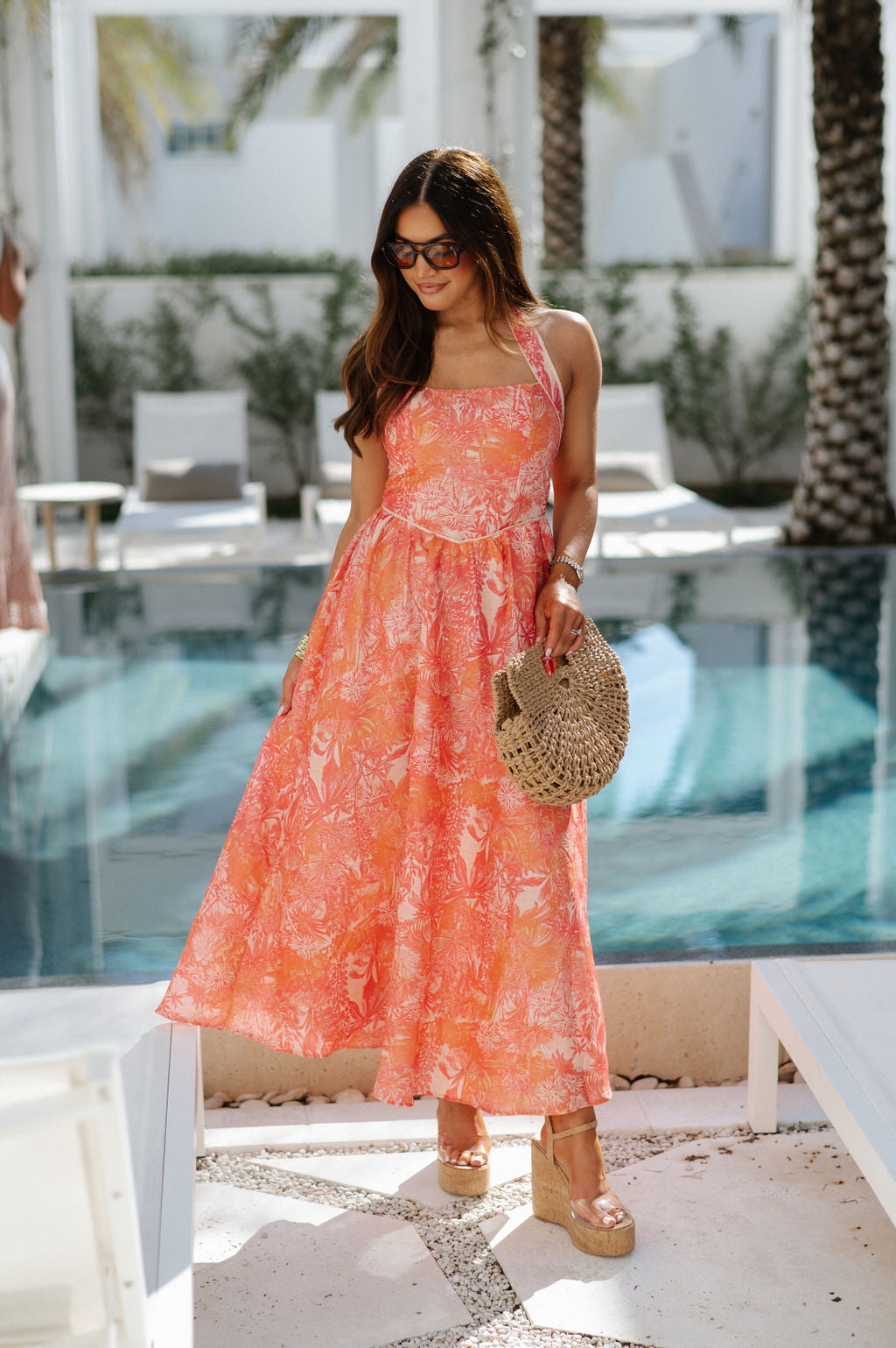 Reese Halter Maxi Dress-Orange