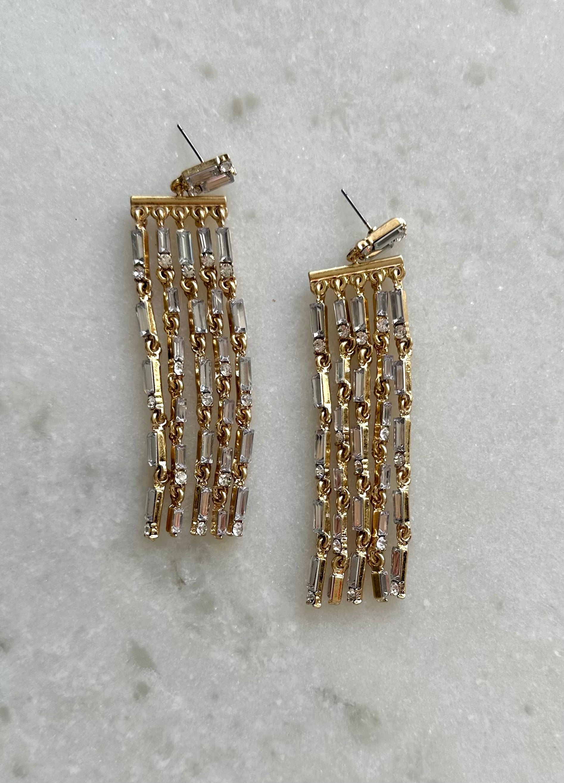 Tanya Crystal Earrings- Gold