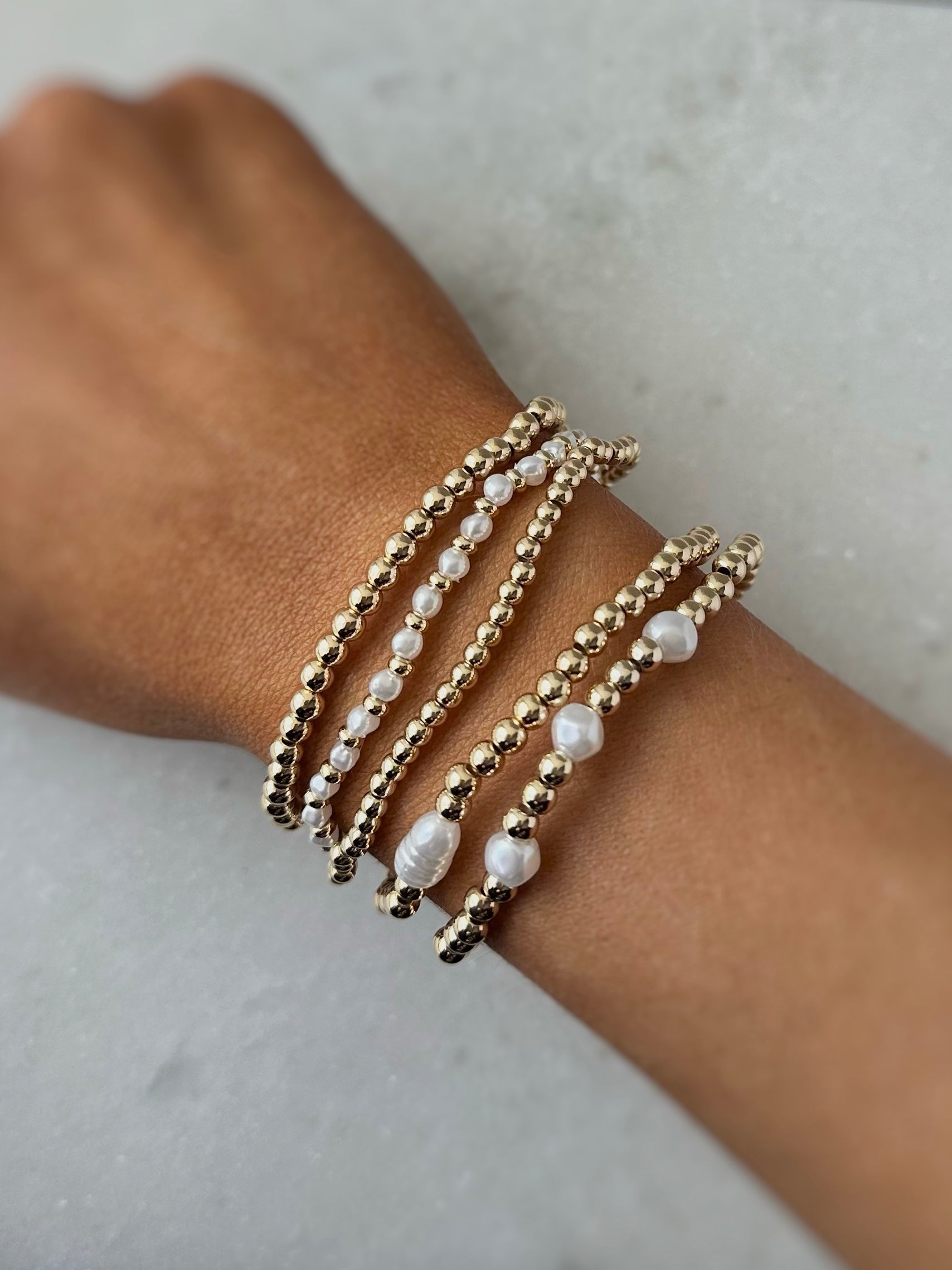 Hunny Bracelet Set-Gold/Pearl