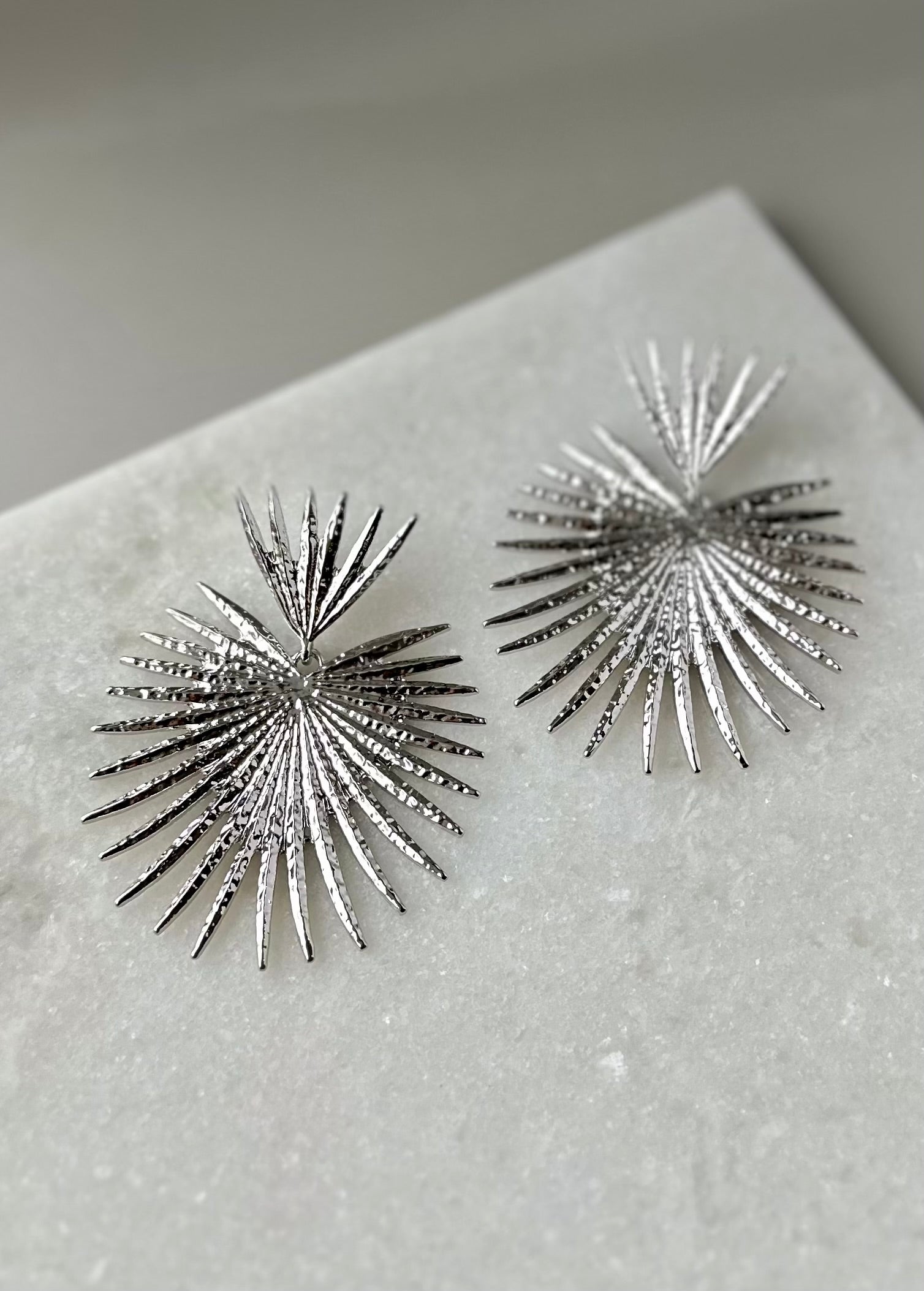 Spike Leaf Earrings- Silver