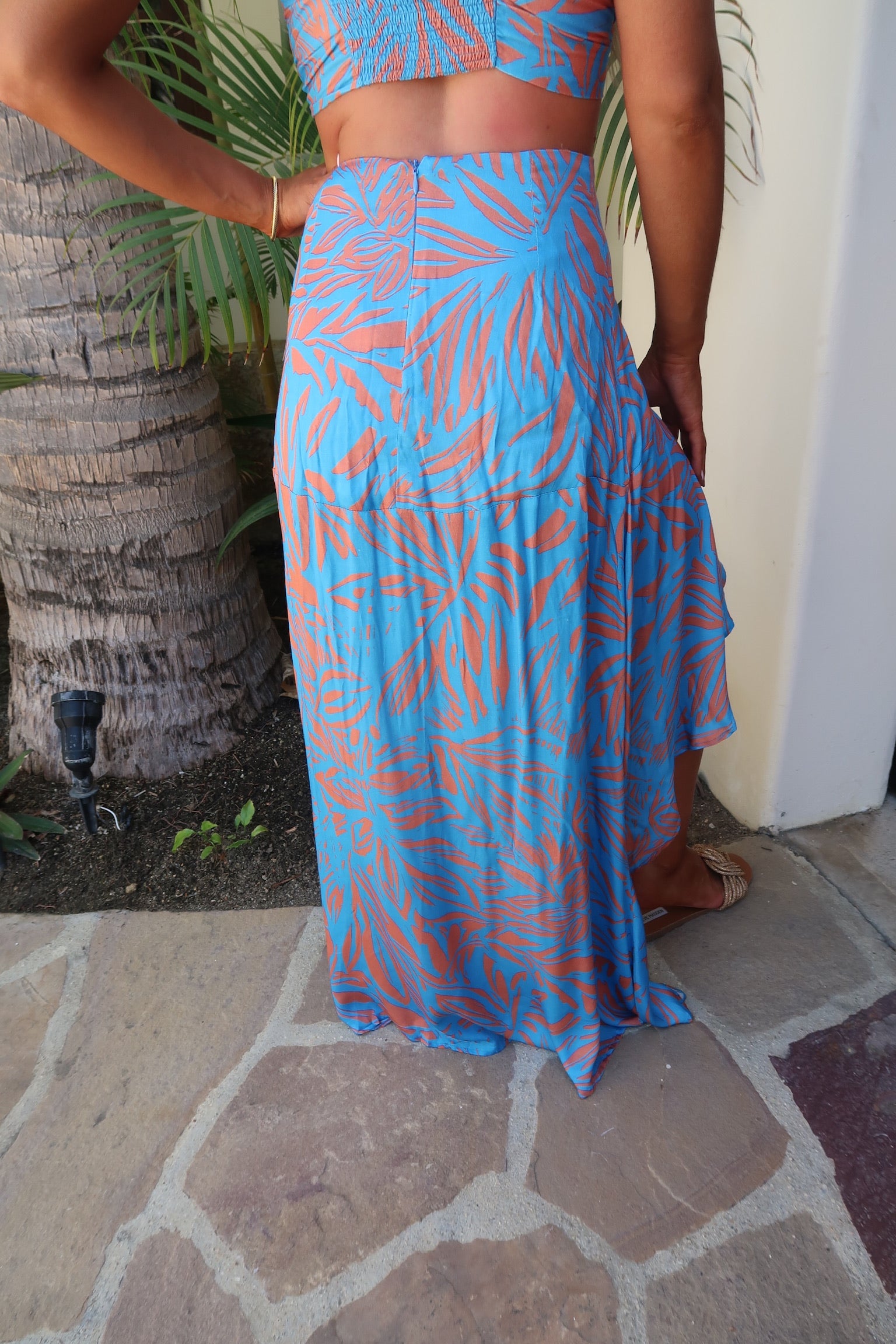 Bermuda Asymmetrical Skirt- Blue/Orange