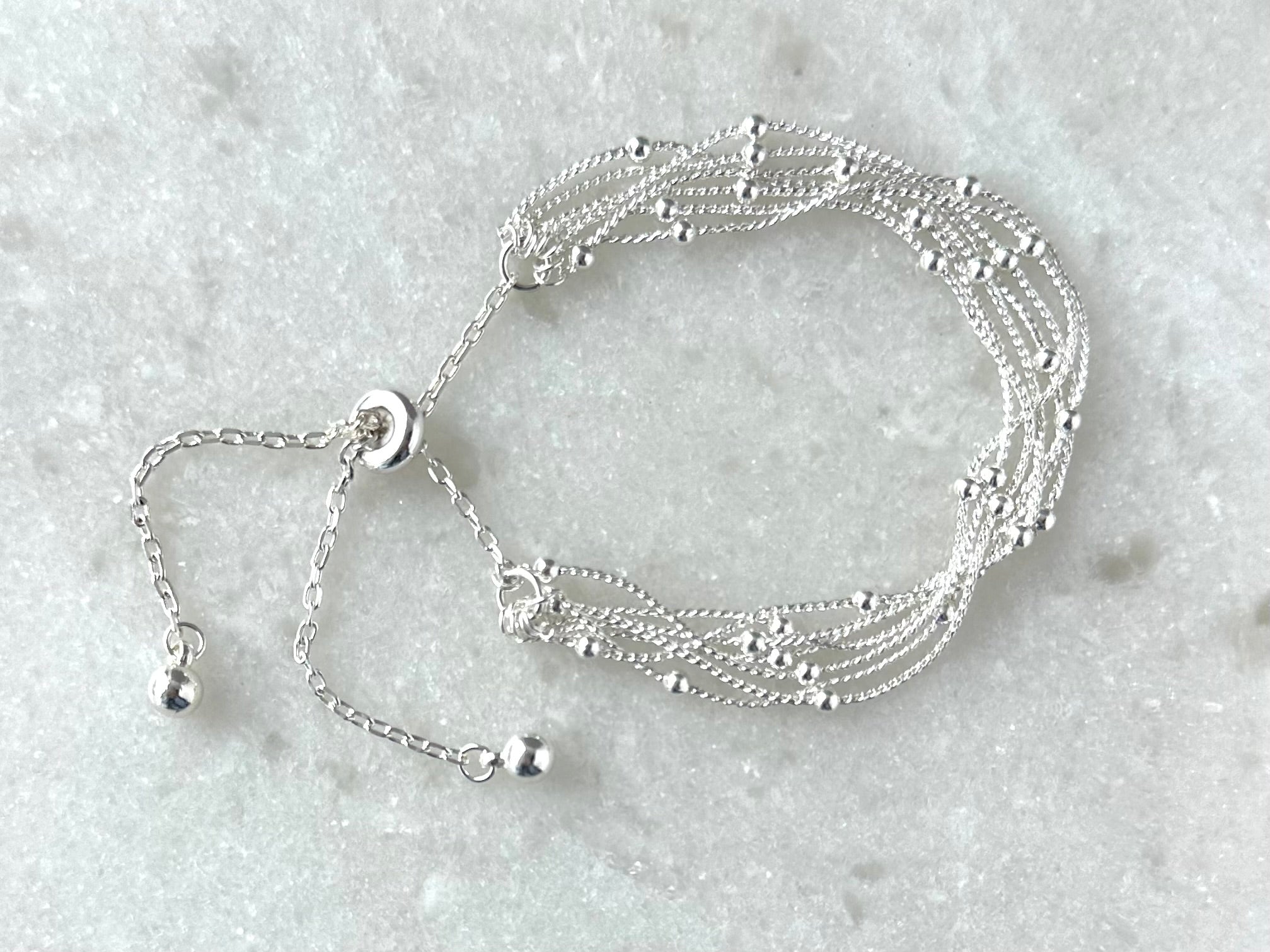 Dot Chain Bracelet Stack-Silver